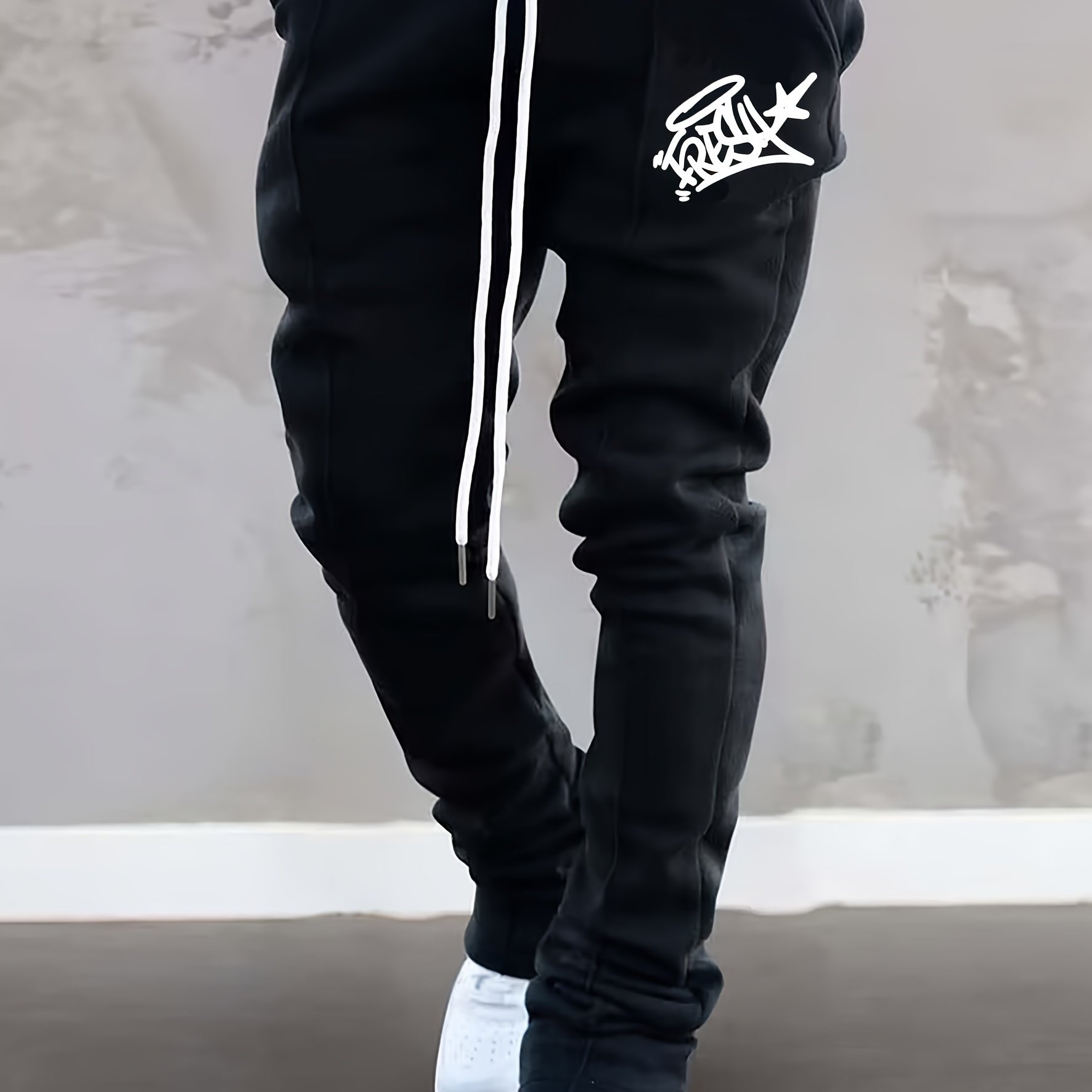 TEMU Casual Lightweight Breathable Men's Flared Pants, Popular Hip-hop Brand Trousers