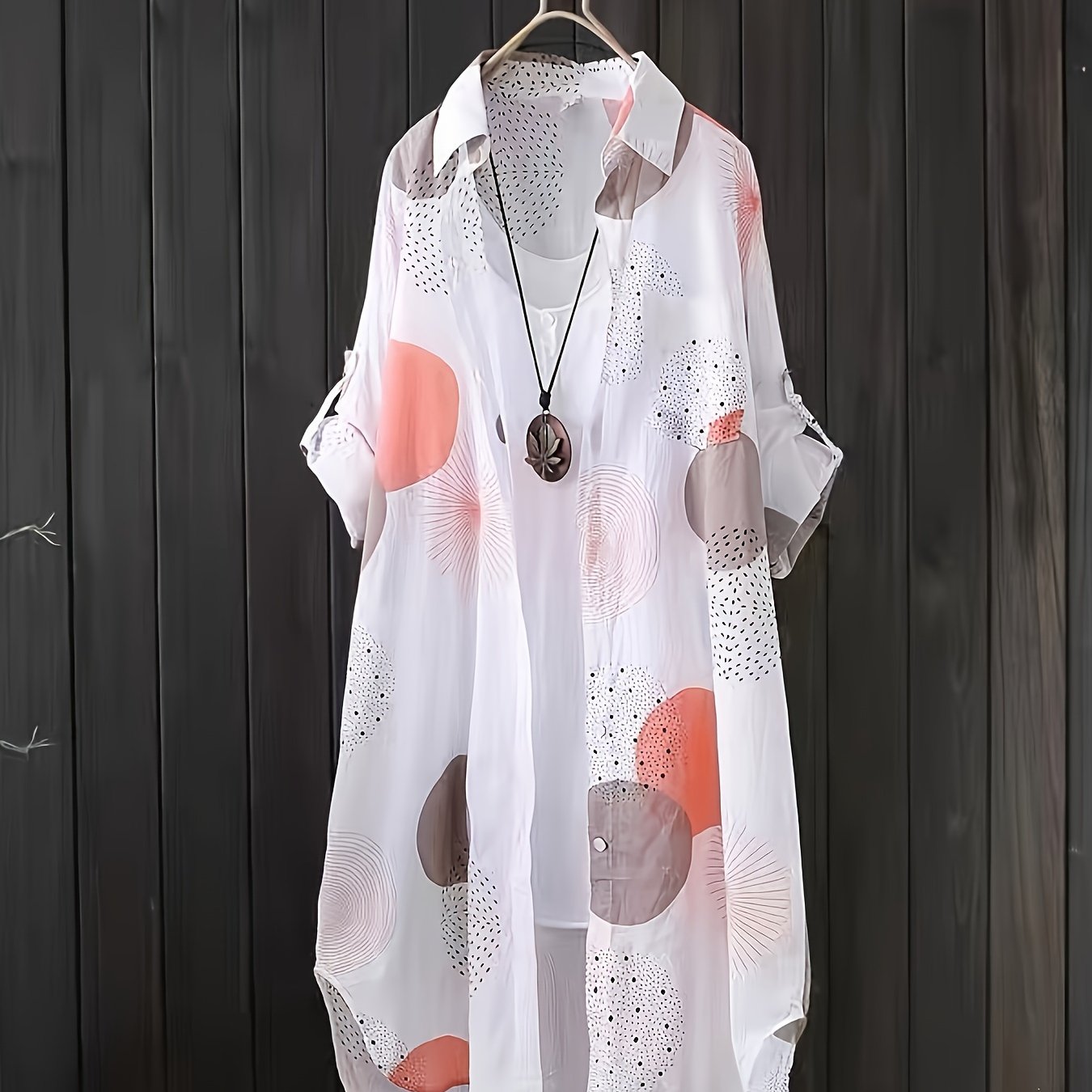 TEMU Plus Size, Women's Plus Size Shirt - Elegant Loose Fit Button-up Blouse, Non-stretch Fabric For Formal & Everyday Outfits - Women's Professional
