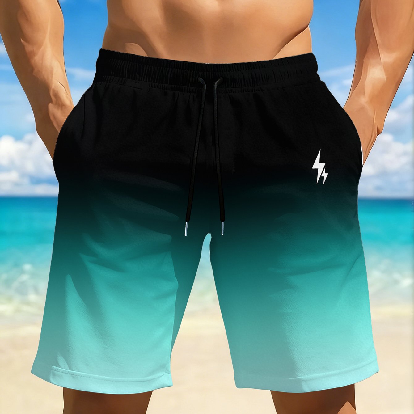 E-shop Herren Schnelltrocknende Atmungsaktive Strandshorts mit Farbenfrohen Druckdesigns, Elastischem Bund mit Kordelzug – Ideal für Strände,