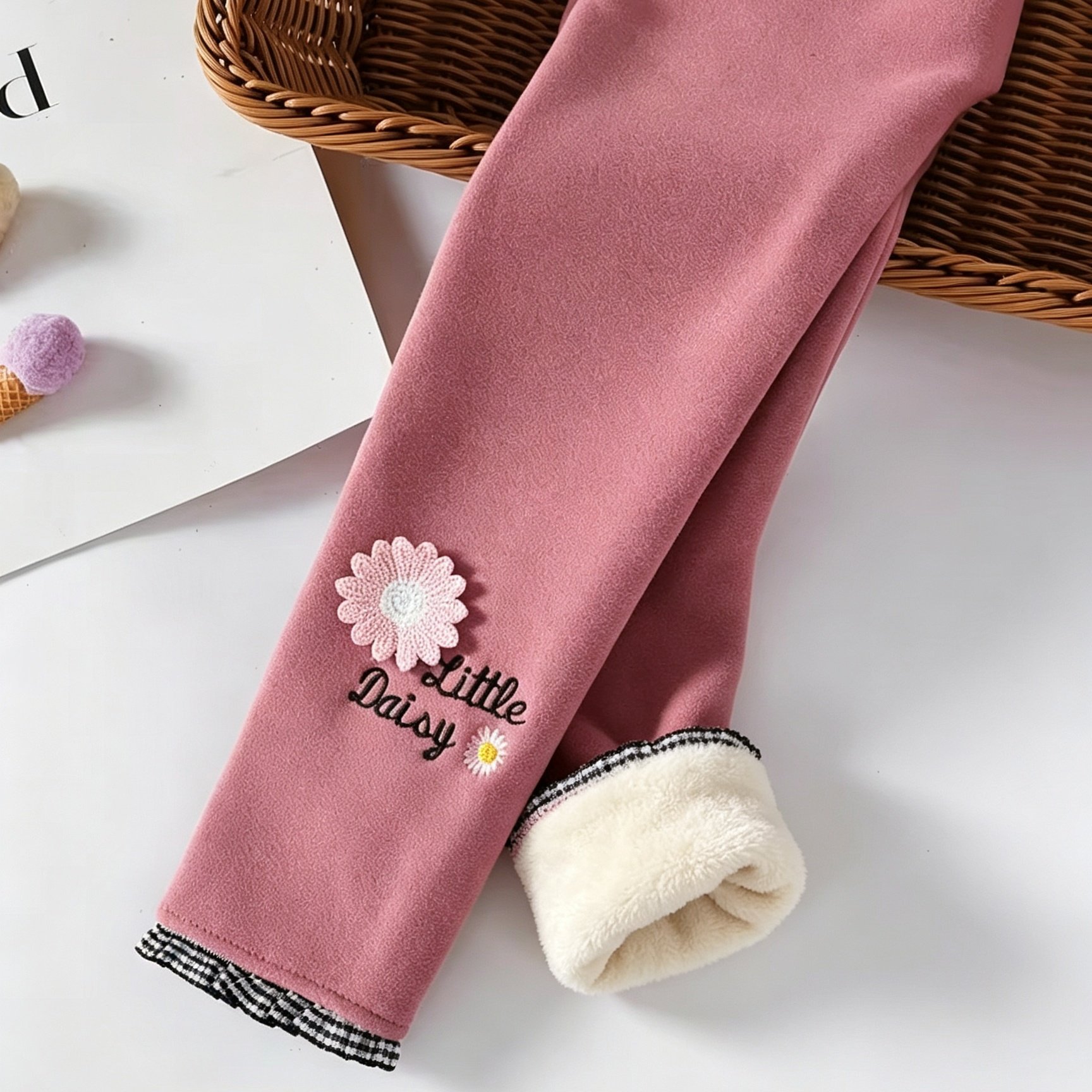 Image of Girls' Winter -lined Pants, Children's Outerwear Thermal Trousers, Casual Leggings For Older Kids, -one Base Layer Pants
