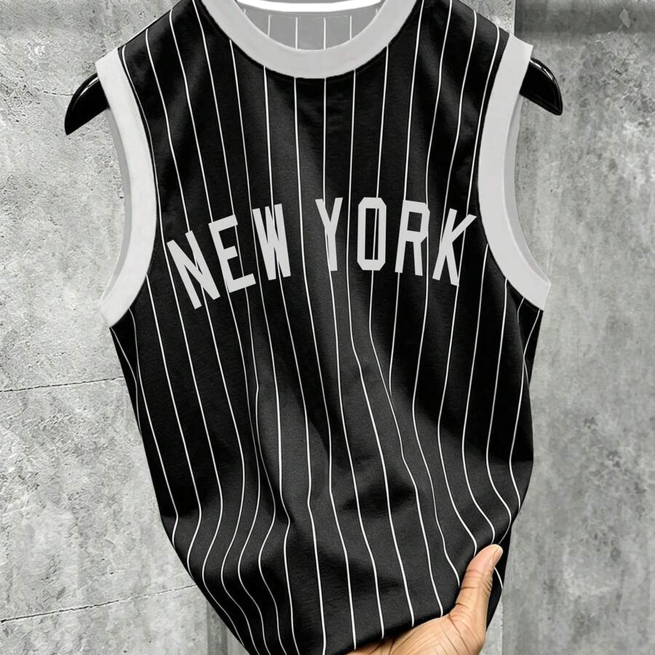 TEMU Men's Summer Casual Striped Letter Print Vest, - No Texture