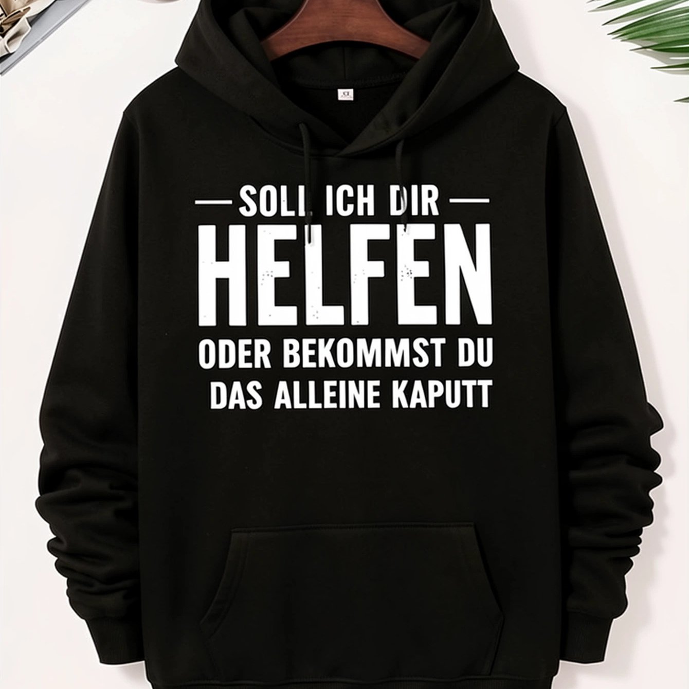 Image of You Or Broken Funny German Quote Hoodie, Unisex Graphic Hooded Sweatshirt, Long Sleeve Pullover With Drawstring Hood And Kangaroo Pocket, Casual Streetwear For Fall Winter Daily Wear