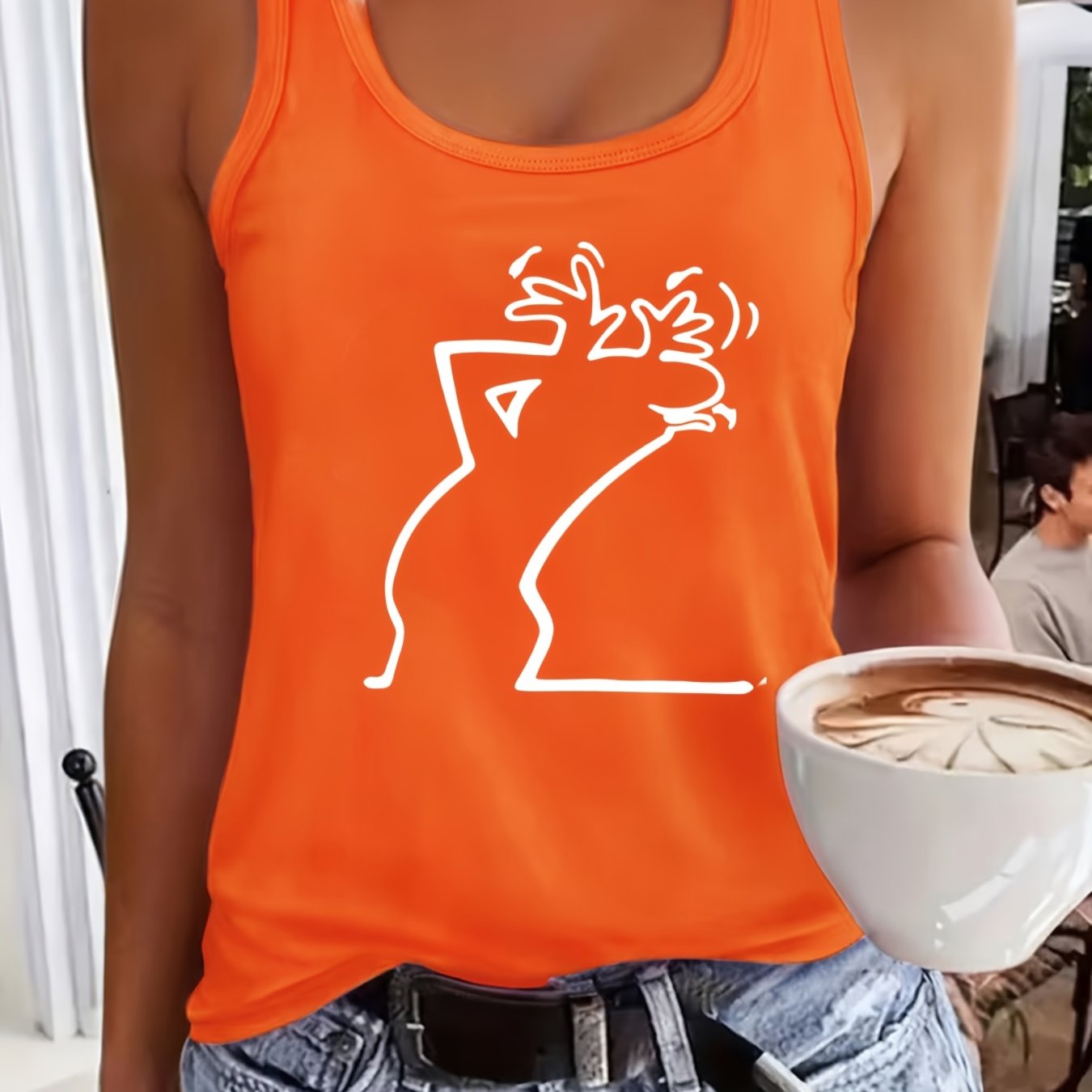 TEMU Fashionable And Simple Pattern Printed Women's Casual Tank Top, Round Neck Sleeveless V-neck Vest, New Summer Fashion Women's Clothing