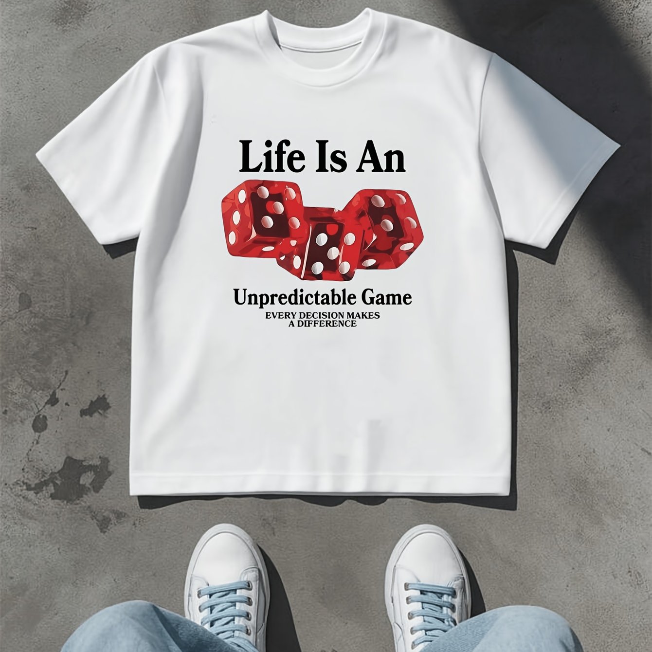 TEMU Men's Short-sleeve T-shirt, And Summer Style For 2026, Soft And Breathable Daily Wear, Suitable For , Casual Design For Summer Outfits, Print
