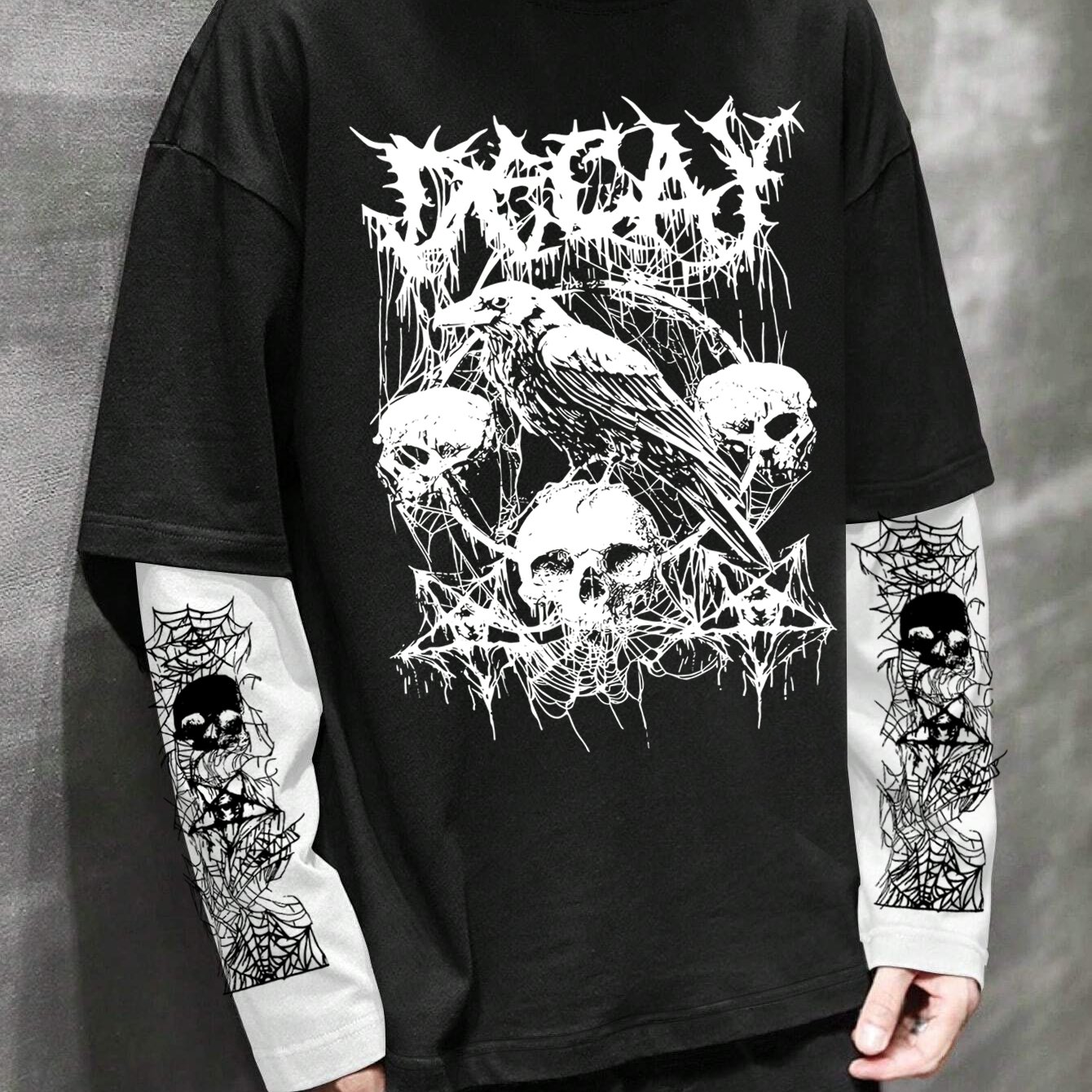 TEMU Y2k Hip-hop Dark T-shirt, For Spring