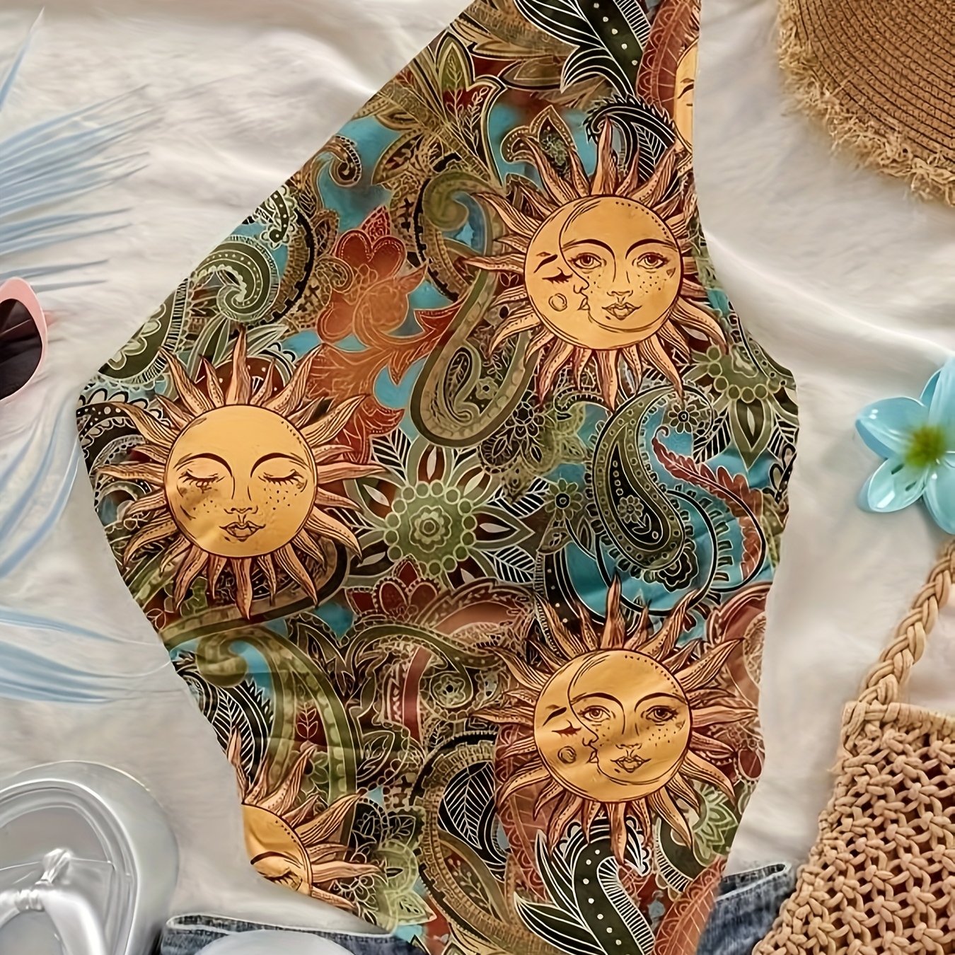 E-shop Damenmode Sexy Sonnenblumen Einäugiges, eng anliegendes Oberteil