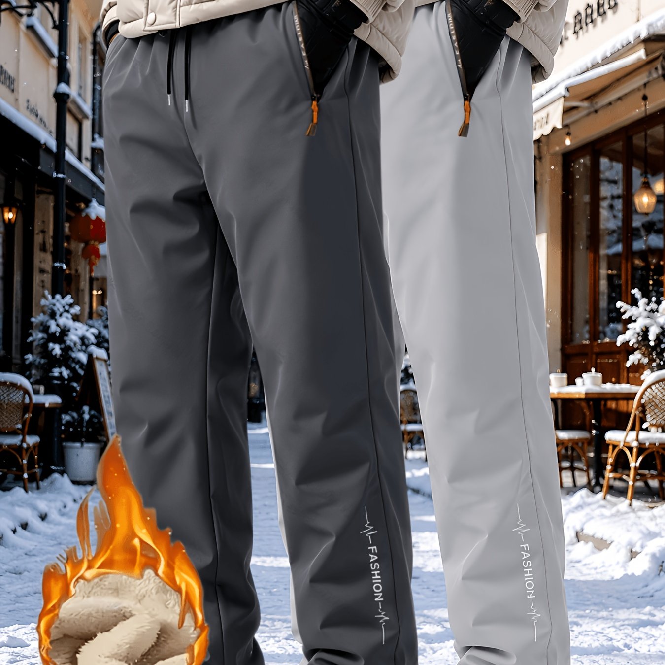 TEMU Men's 2pcs Set, Men's Autumn/winter New Casual Athletic Thickened Running Pants With Unique Chain And Drawstring Tassel Design, Perfect For