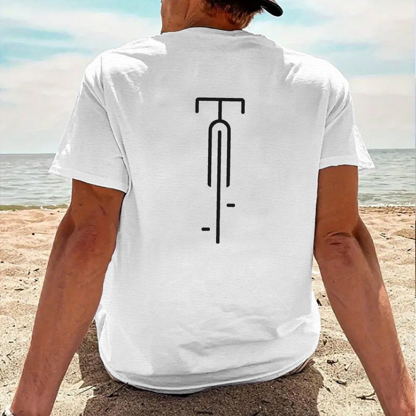 TEMU Men's Bike Graphic T-shirt - Moisture-wicking Breathable Fabric, Lightweight Athletic Tee For Cycling, Gym, Everyday Summer Wear - White Back