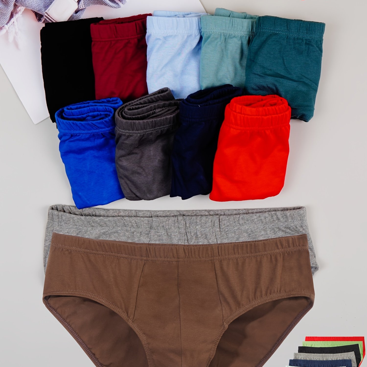 4-pc Random Color Men' Color Easy Mid-waist Comfortable Everyday Casual Triangle Briefs