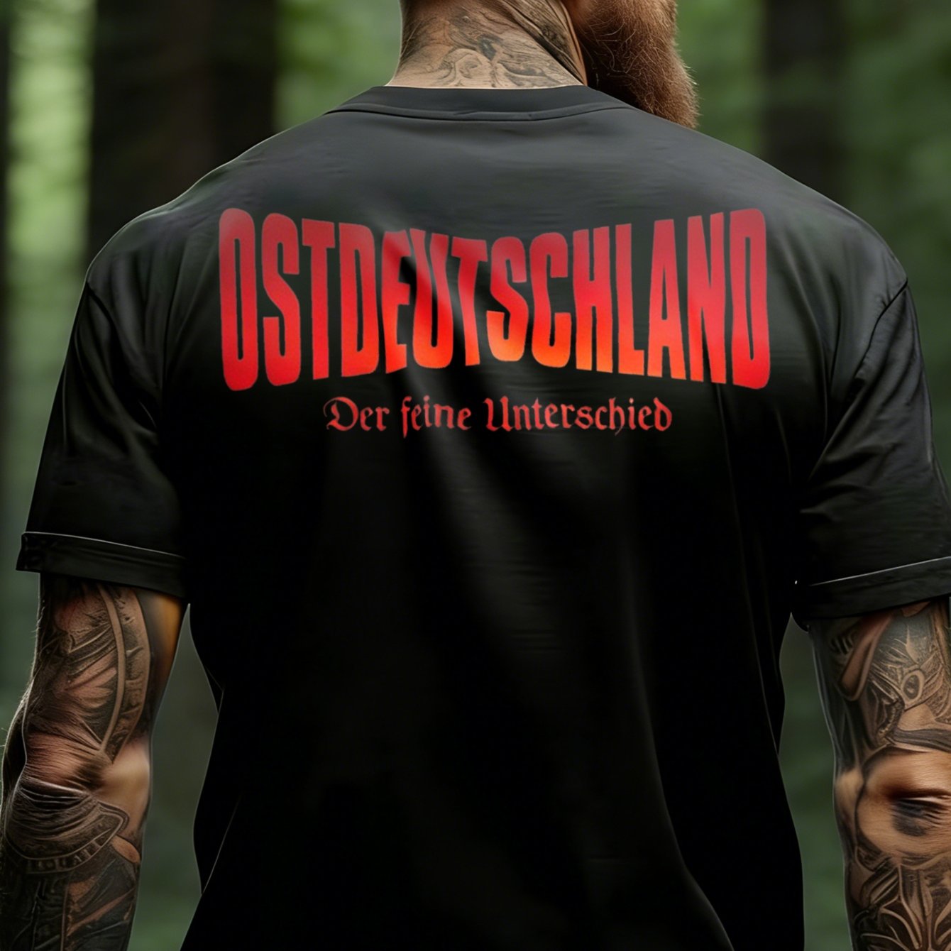 Men's T-shirt Black Ostdeutschland Text Print Forest Outdoor Casual Wear