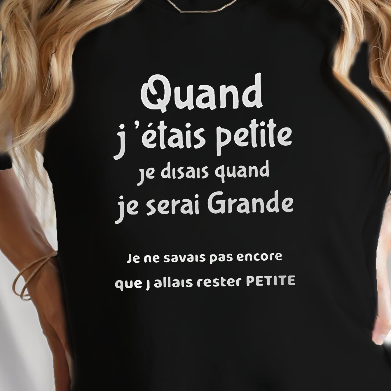TEMU T-shirt Humoristique Français avec Imprimé Intéressant, Manches Courtes et Col Rond, Haut Décontracté pour l'Été & , Vêtements pour Femmes
