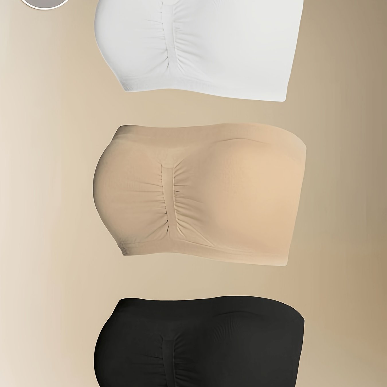 TEMU 3pcs Women's Elegant Solid Color Strapless Seamless Bandeau Bra, Comfortable And Breathable, Lifts And Prevents Sagging, Wire-free Bra, Simple,