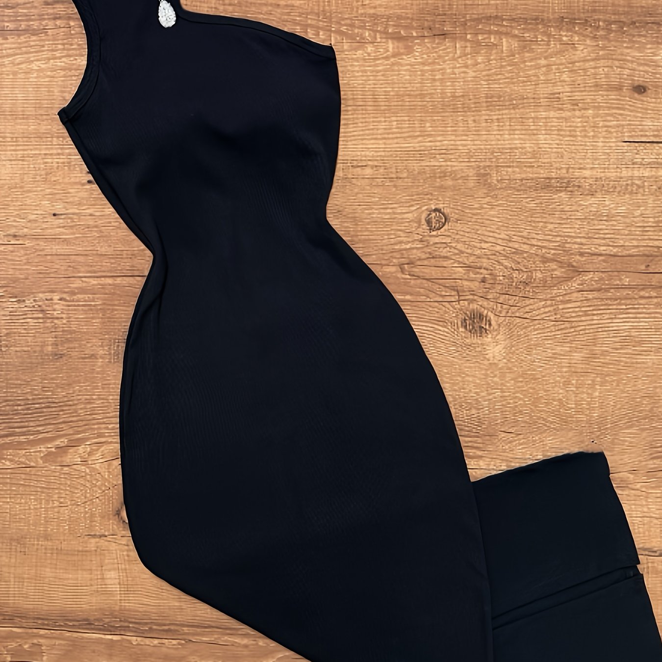 E-shop Schwarzes elegantes Damenkleid, kleiner hoher Stehkragen, asymmetrisch, , schulterfrei, langes Kleid mit Schlitz, Rock mit einem Schritt,