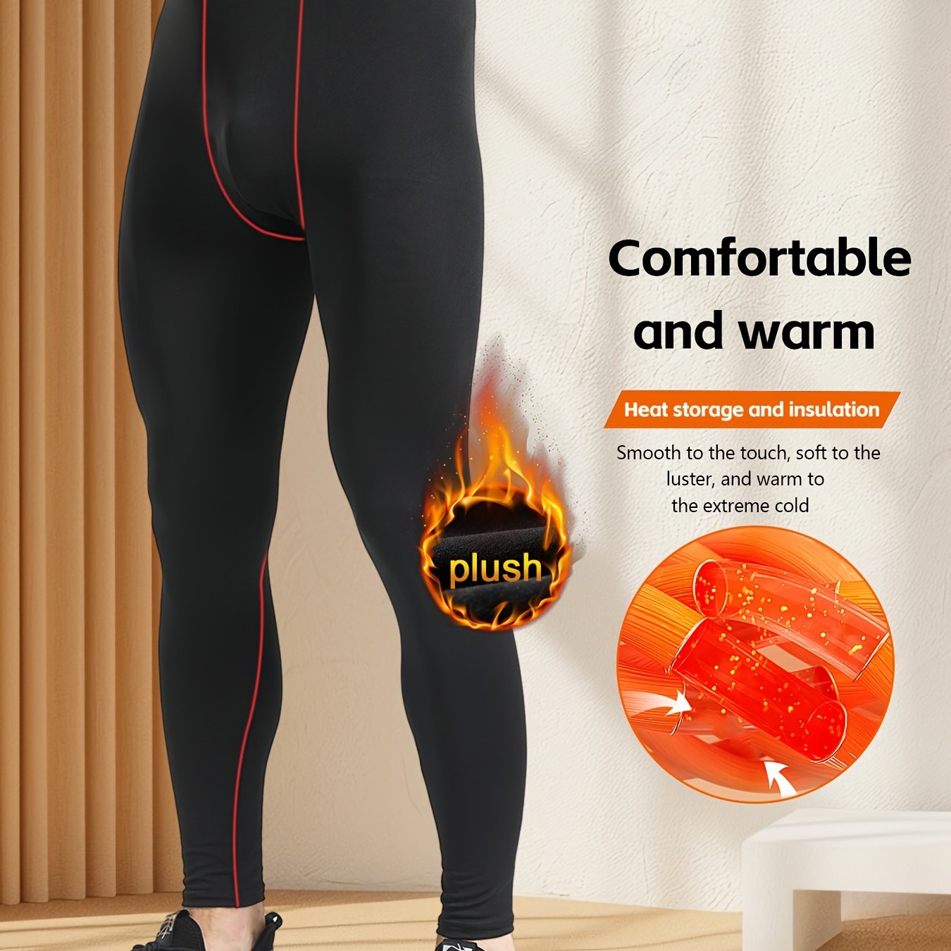 Men's Fleece-lined High-elasticity Leggings - Warm, Breathable & Quick-dry For Autumn/winter | Compression Sport Pants With Touch-plush Interior & Secure Elastic Waistband