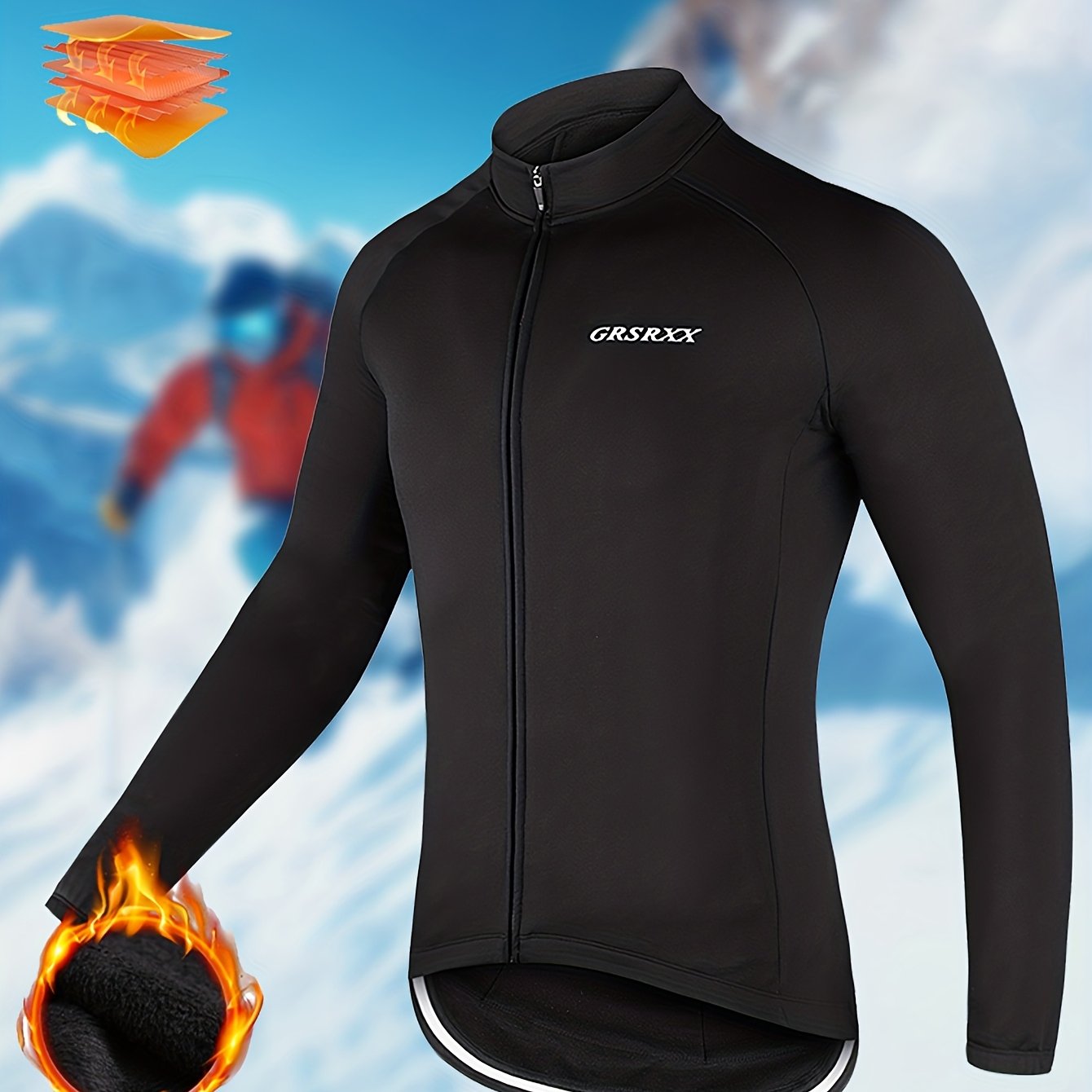 TEMU Chaqueta de ciclismo para hombre invierno bolsillos traseros, chaqueta térmica polar montaña deportiva y casual