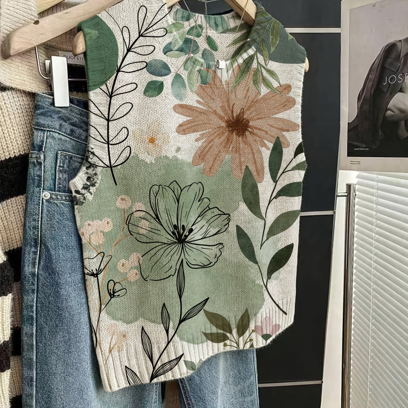 TEMU Pull débardeur à col rond pour femme, une tenue de voyage essentielle - Pull polyvalent de style bohème élégant, parfait pour , le streetwear et