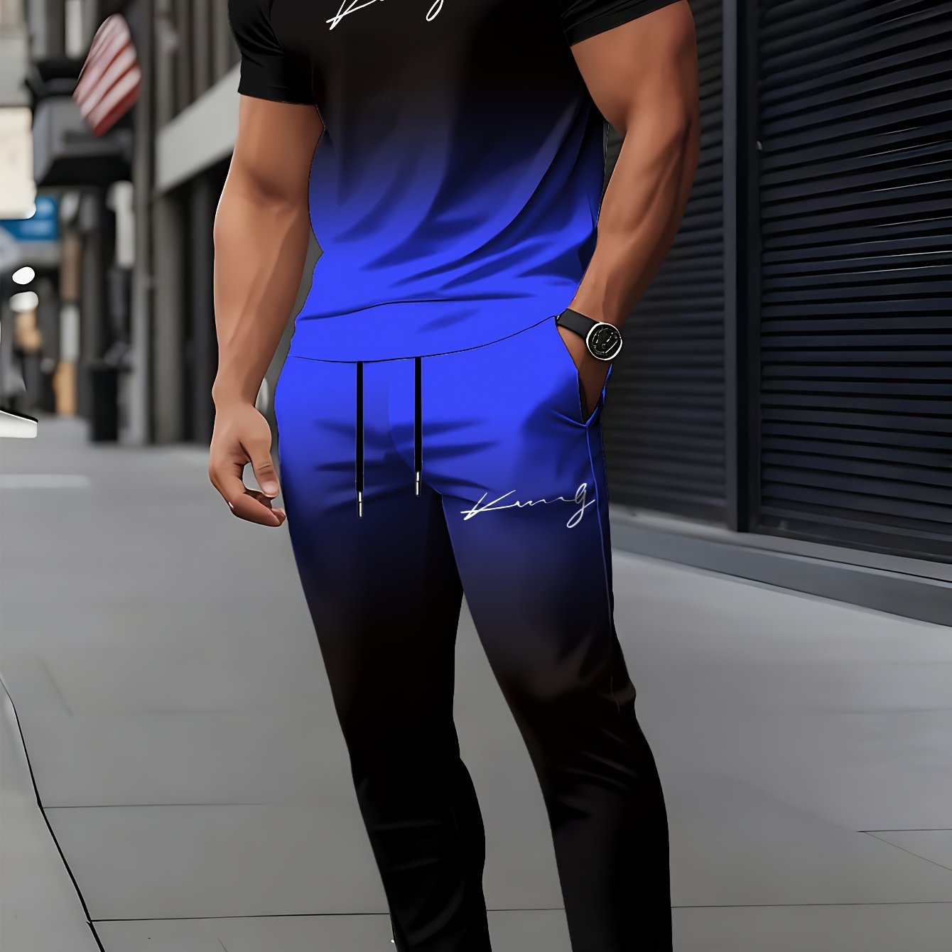 TEMU Completo da con t-shirt a maniche corte e e pantaloni con stampe 3D. elegante e casual a una maglia , rendendolo per l'uso interno ed esterno in