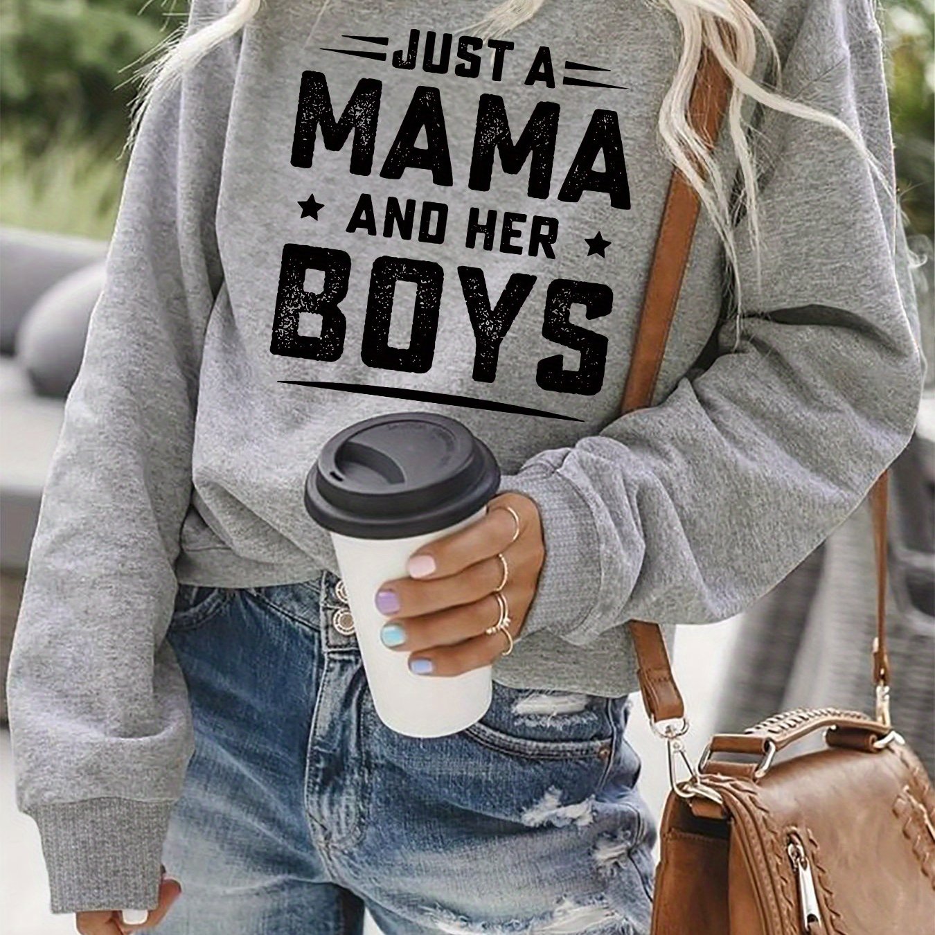 TEMU Graphic Print Sweatshirt, Crew Neck Casual Sweatshirt For Fall & Spring, Women's Clothing