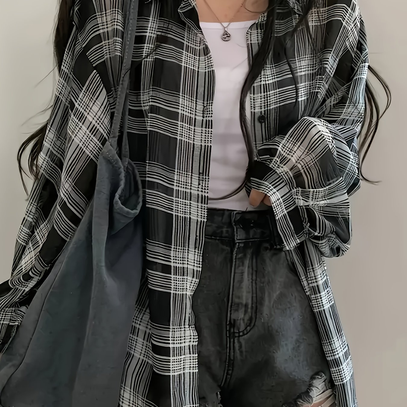 TEMU Elegant Chiffon Print Sheer Shirt Top