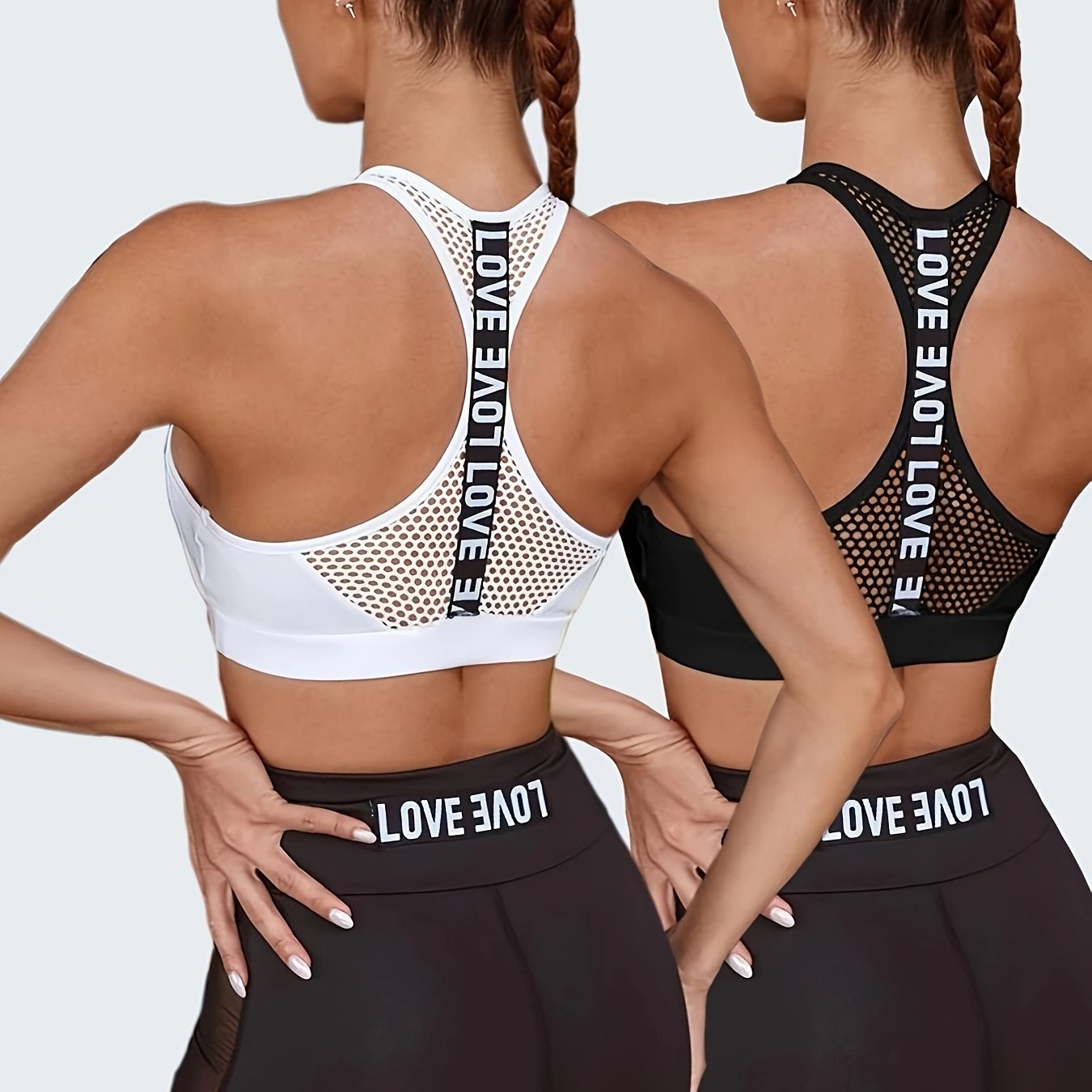 Image of 2pcs Of Beautiful Back Hollow Yoga Sports Bra Shock-proof Gathering Without Underwire Sports Underwear Women