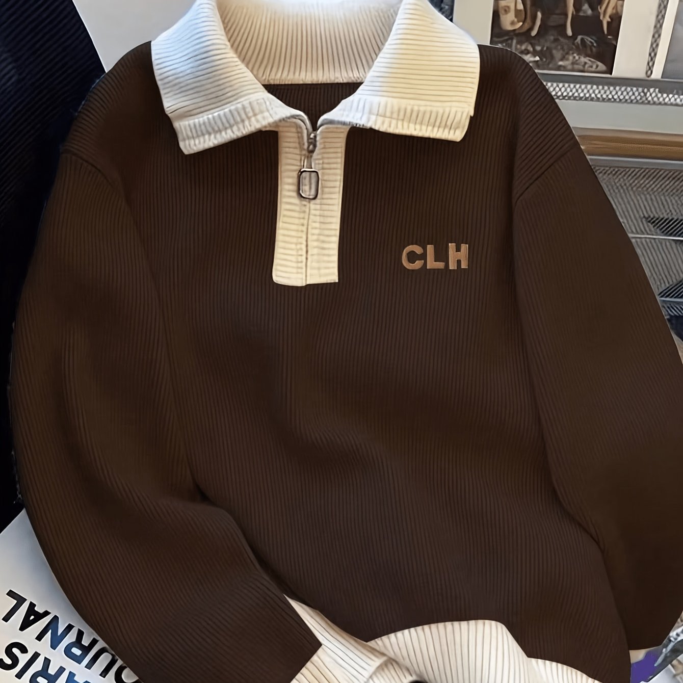TEMU Cardigan polyvalent à manches longues et fermeture éclair de style
