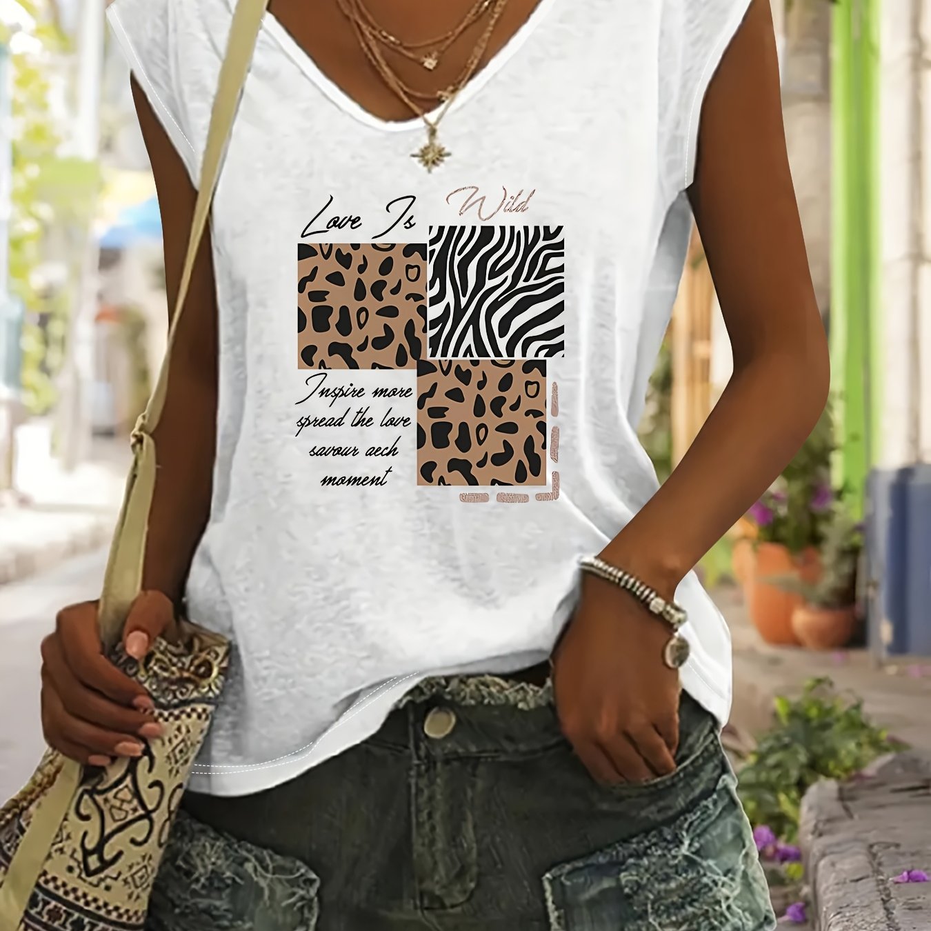 TEMU Grande Taille - Grande Taille - Débardeur Femme Col V Oversize avec Imprimé Décontracté