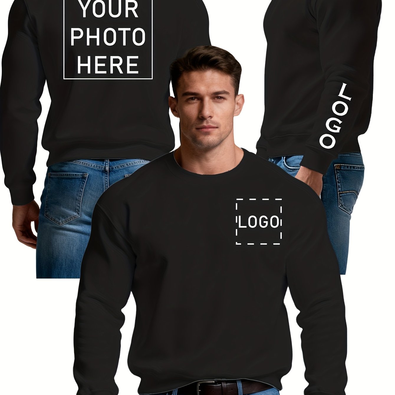E-shop Personalisiertes Customizable Herren-Sweatshirt, Weltraum Langarm Dünnes Crewneck Sweatshirt, Graduierungssaison Personalisierung, Anpassbare