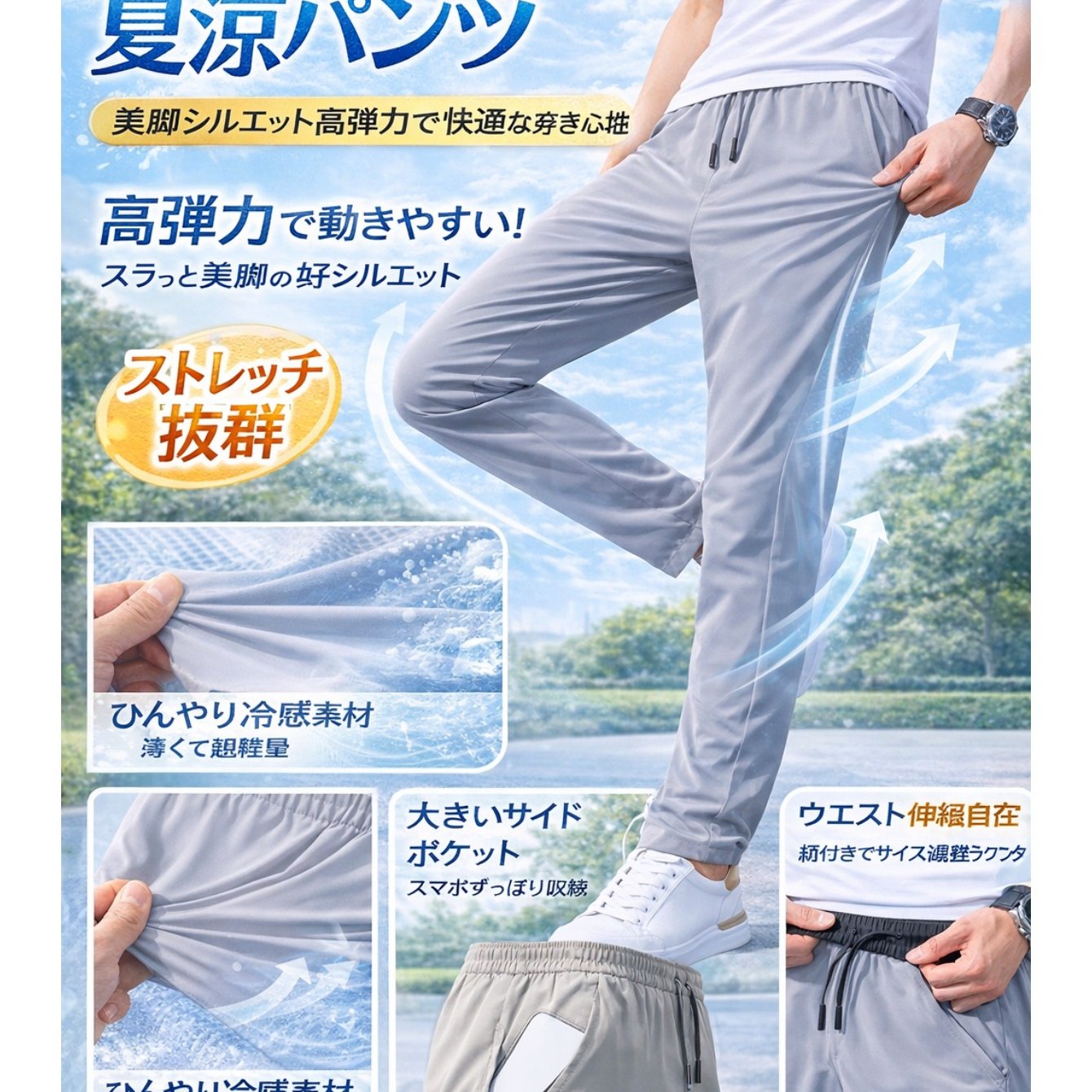 TEMU 【商品名】ワイドパンツ、超伸縮性、ロングパンツ、触り心地が良くて薄くてクールな、大きいサイズ、調節可能なドロー、カジュアルパンツ、スウェットパンツ、ラウンジウェア、吸湿発散性、速乾性、ス
