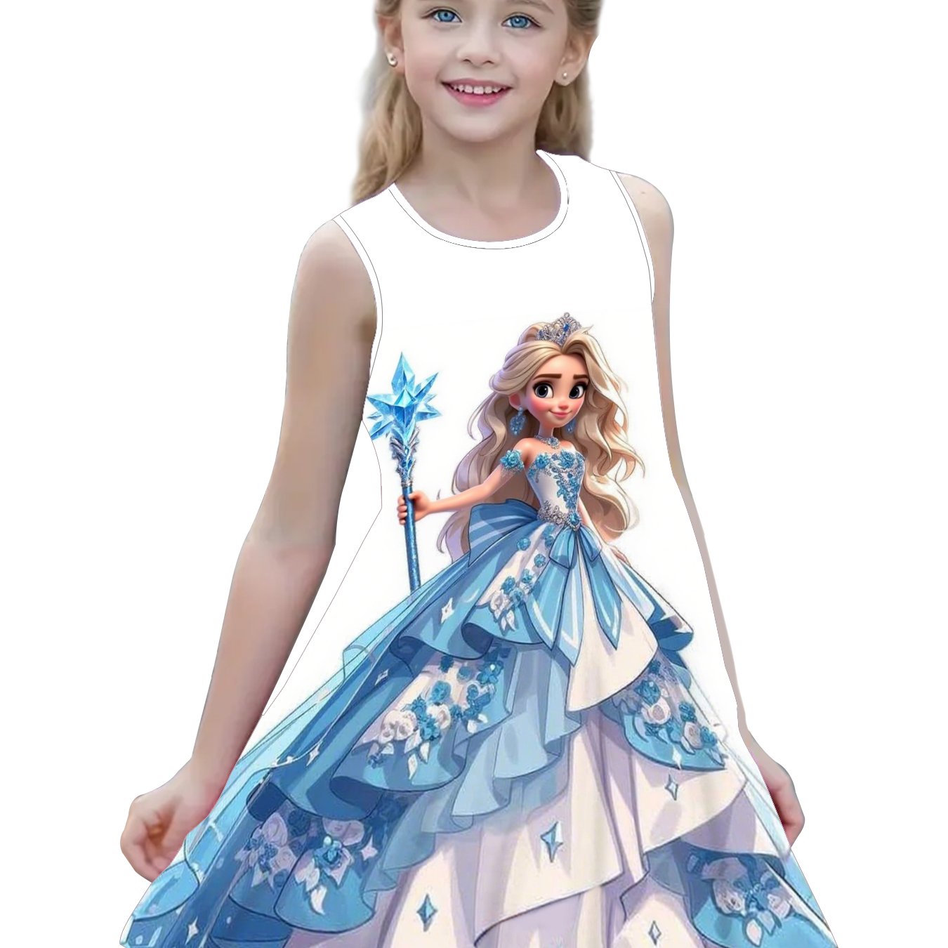 Sleeveless Summer Princess Dress Christmas Cartoon Dress Fashionable Stylish 3d Pattern Print Pattern Skirt