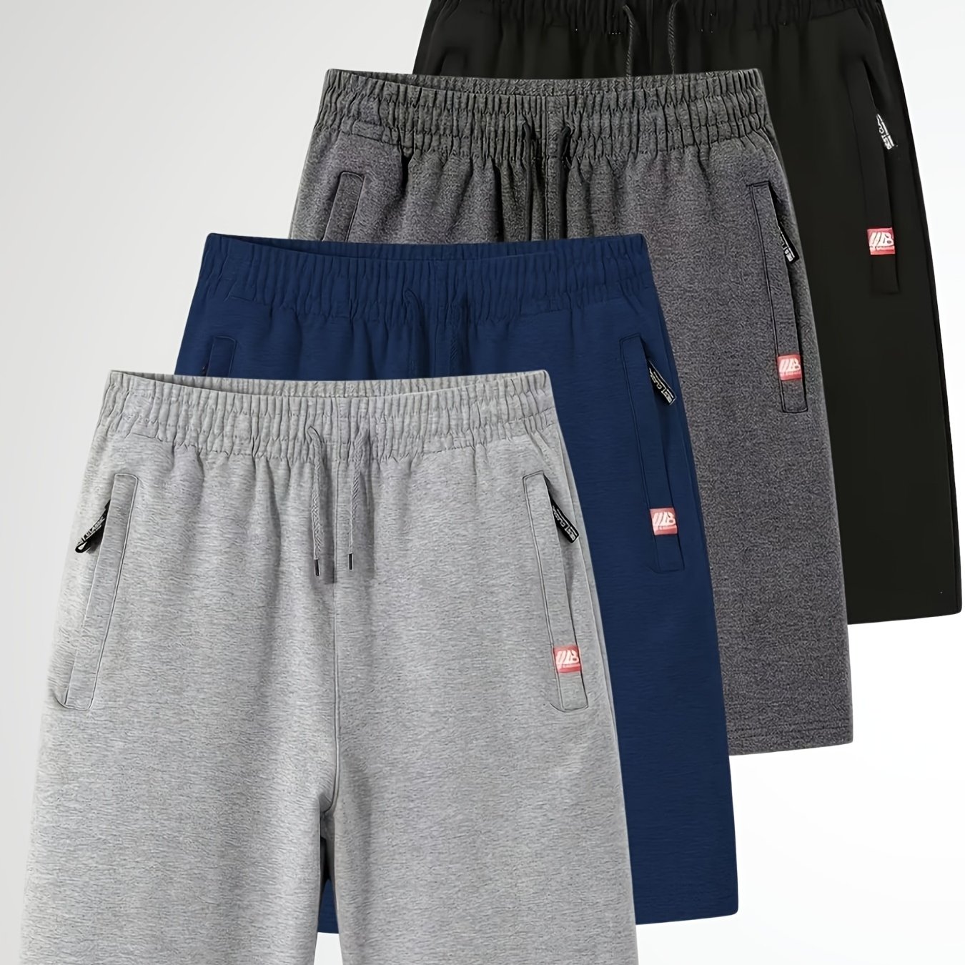 E-shop Modisches Herren Sommer Freizeit Shorts Set mit vier Teilen, vielseitiger Reißverschluss-Stil, geeignet für Sport, Laufen und Fitness mit