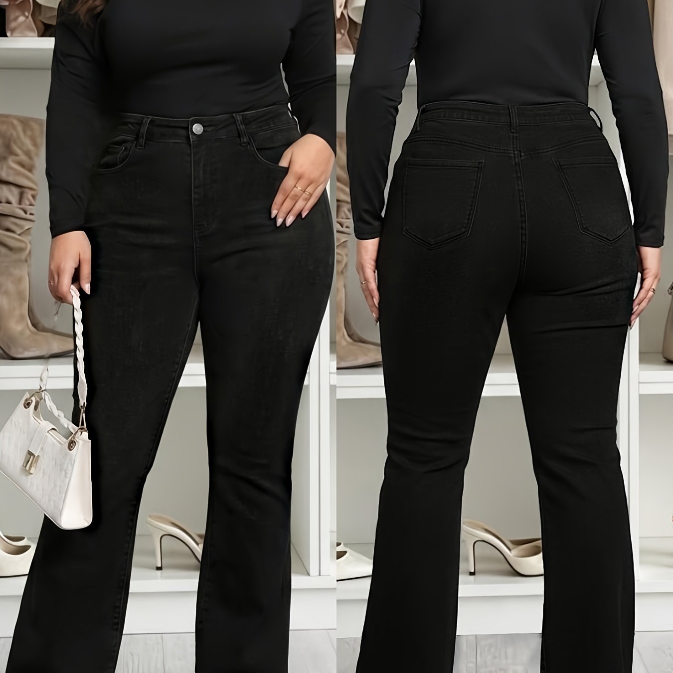 Tl2008-1 Women's Y2k -bottom Jeans, Mid-rise Stretch Denim Pants, Curved-fit Long Pants, Suitable For 2000s Style Outfits Denim Jeans