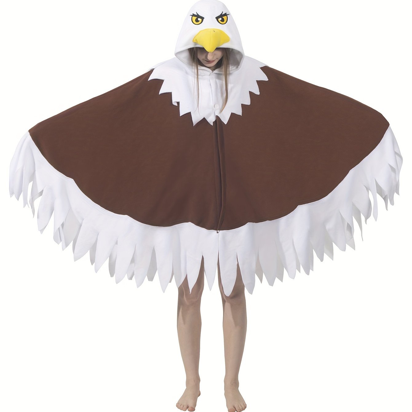 TEMU Unisex Adult Bald Eagle Costume Bird Cosplay Hooded Cape Halloween Costume & Gift For Women Men