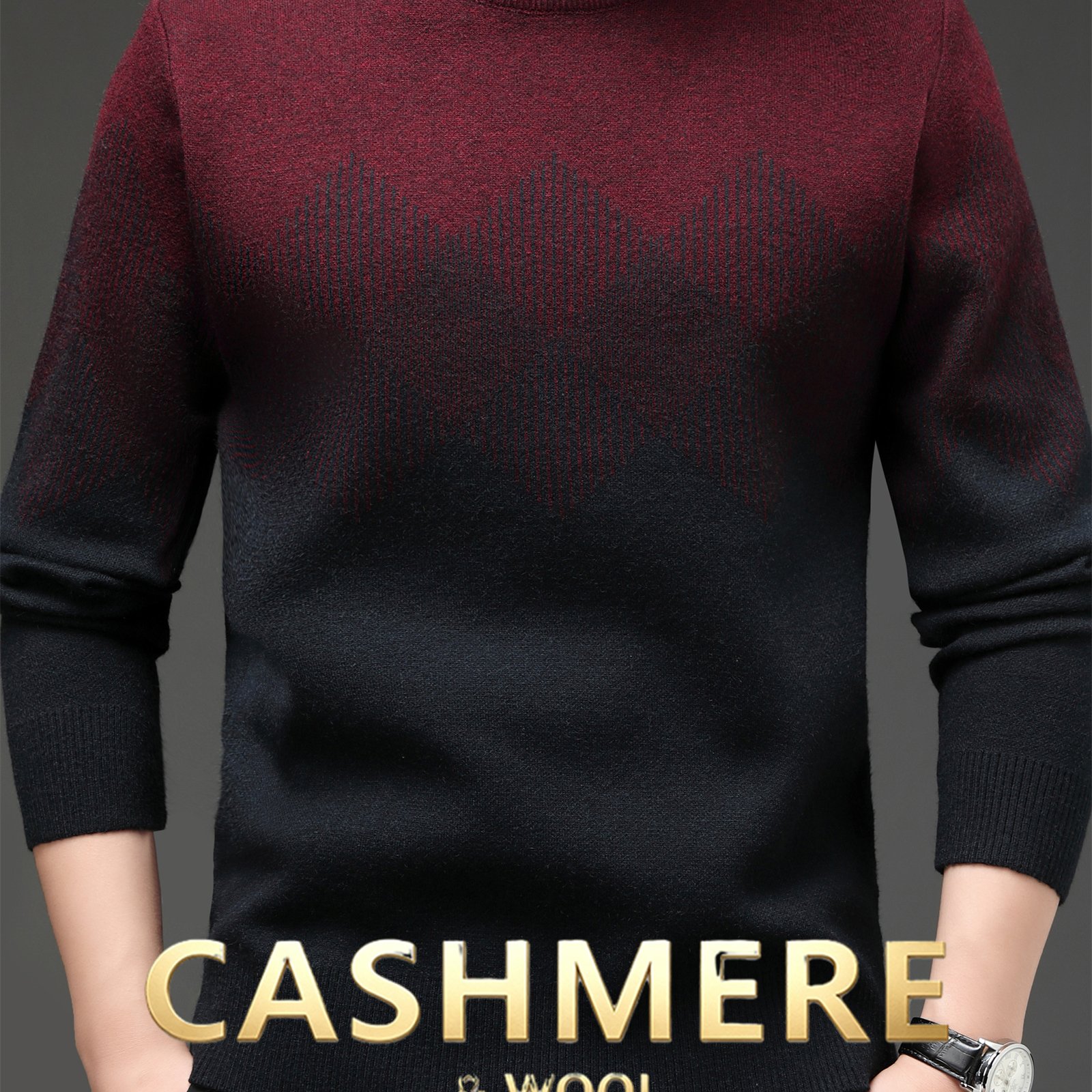 TEMU Crrtmaro Men's Sweater Knit Round Neck Top Chest Large Diamond Geometric Texture Long Sleeve Pullover Ribbed Easy Casual Daily Wear Qs