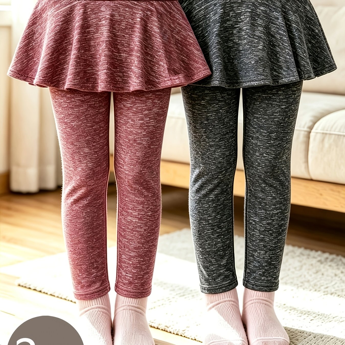 Image of (set Of 2) Girls' Slim Fit Casual Skirt Pants With Letter Label For Summer, A Gift For Your Lovely Daughter