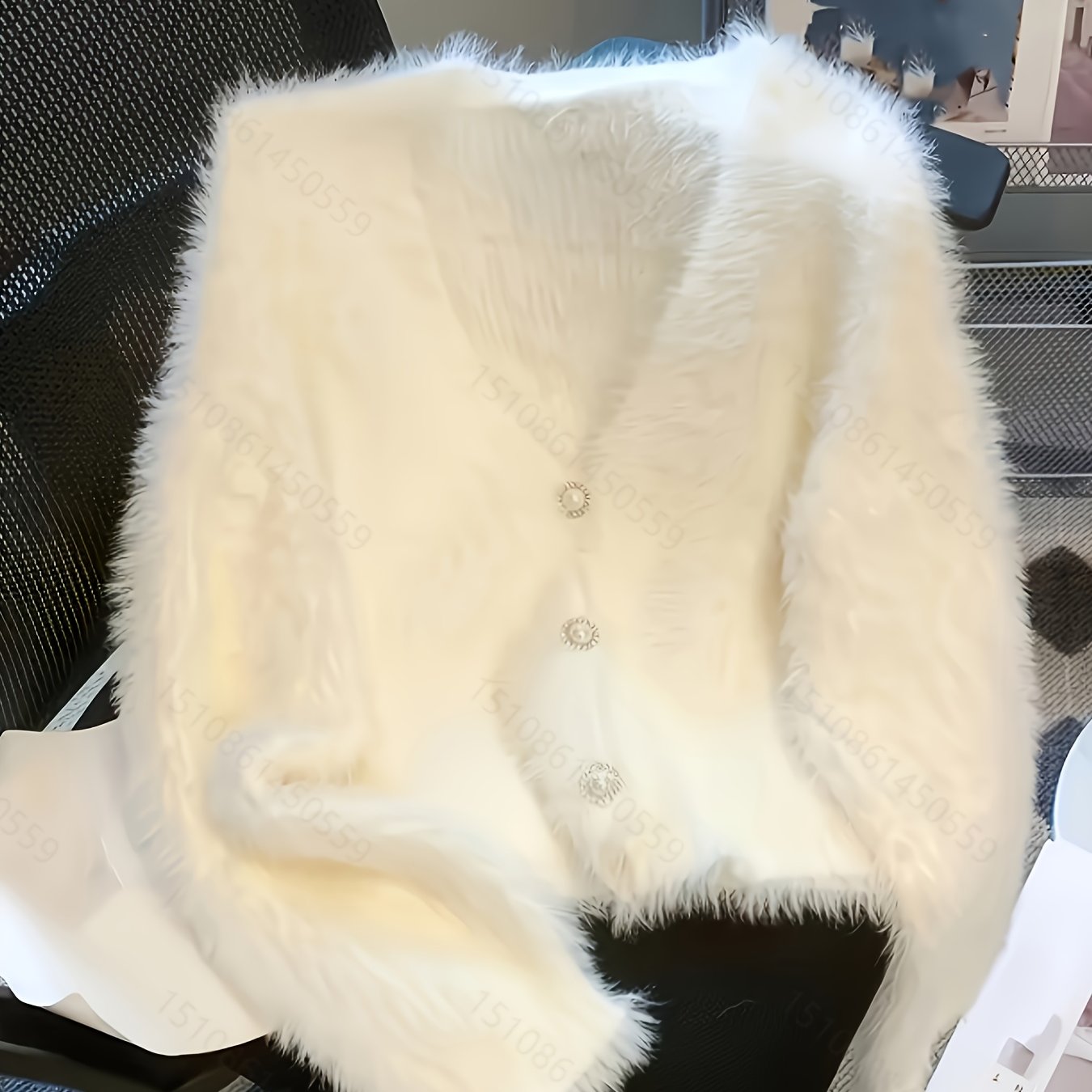 TEMU Elegant Women's Fuzzy Cardigan Sweater