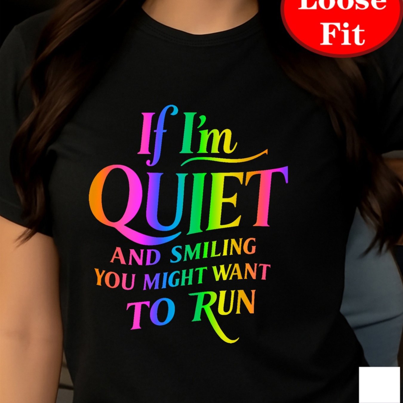 TEMU Women's Oversized White T-shirt With "if I'm Quiet & Might Want " Slogan Print - Plus Size Casual Summer Short Sleeve Round Neck Loose Fit Funny