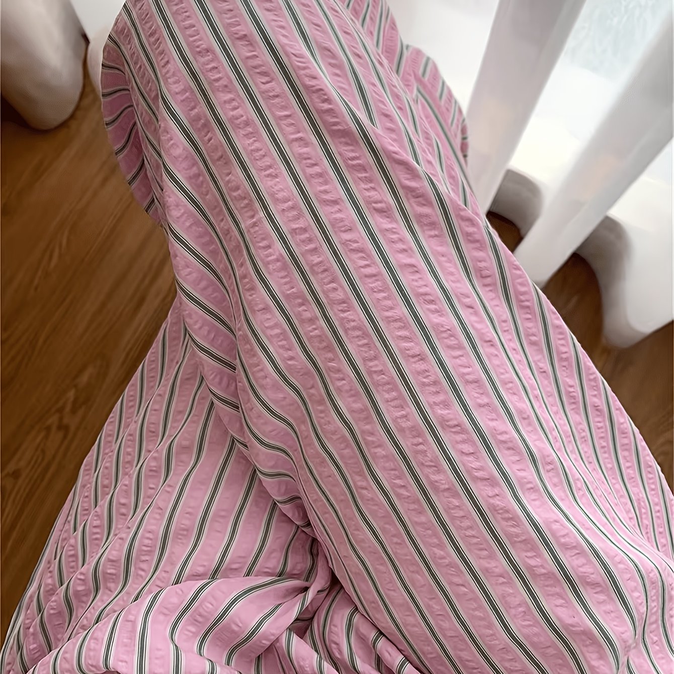 TEMU 와이드 레그 여성용 파자마 바지, 단품 - 도파민 핑크 캐주얼 컬러 블록 디자인, 튼튼하고 활용도 높은 하의, 사계절용 스타일리시하고 편안한 라운지웨어, 신축성 없는 원단