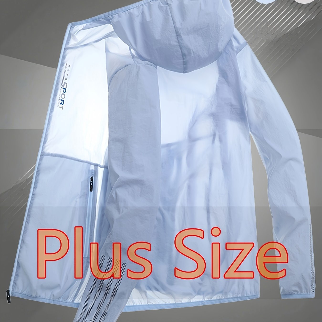 TEMU Plus Size Men's Lightweight Multi-pocket Jacket, Hooded Refreshing Comfortable Coat, Unrestrictive For Hiking, Running, Travel, And Outdoor