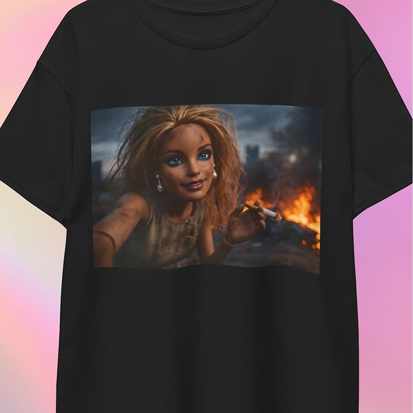 Fun 'baby Face' Meme Graphic T-shirt | Casual Crew Neck, Geometric Pattern, Regular Fit, Wear For Her