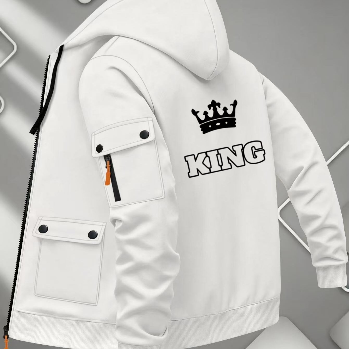 TEMU Back-to-school Men's Stylish Hooded Sweatshirt, Casual Long-sleeve Sports Jacket With Arm Pockets, Suitable For Autumn And Winter Activities,