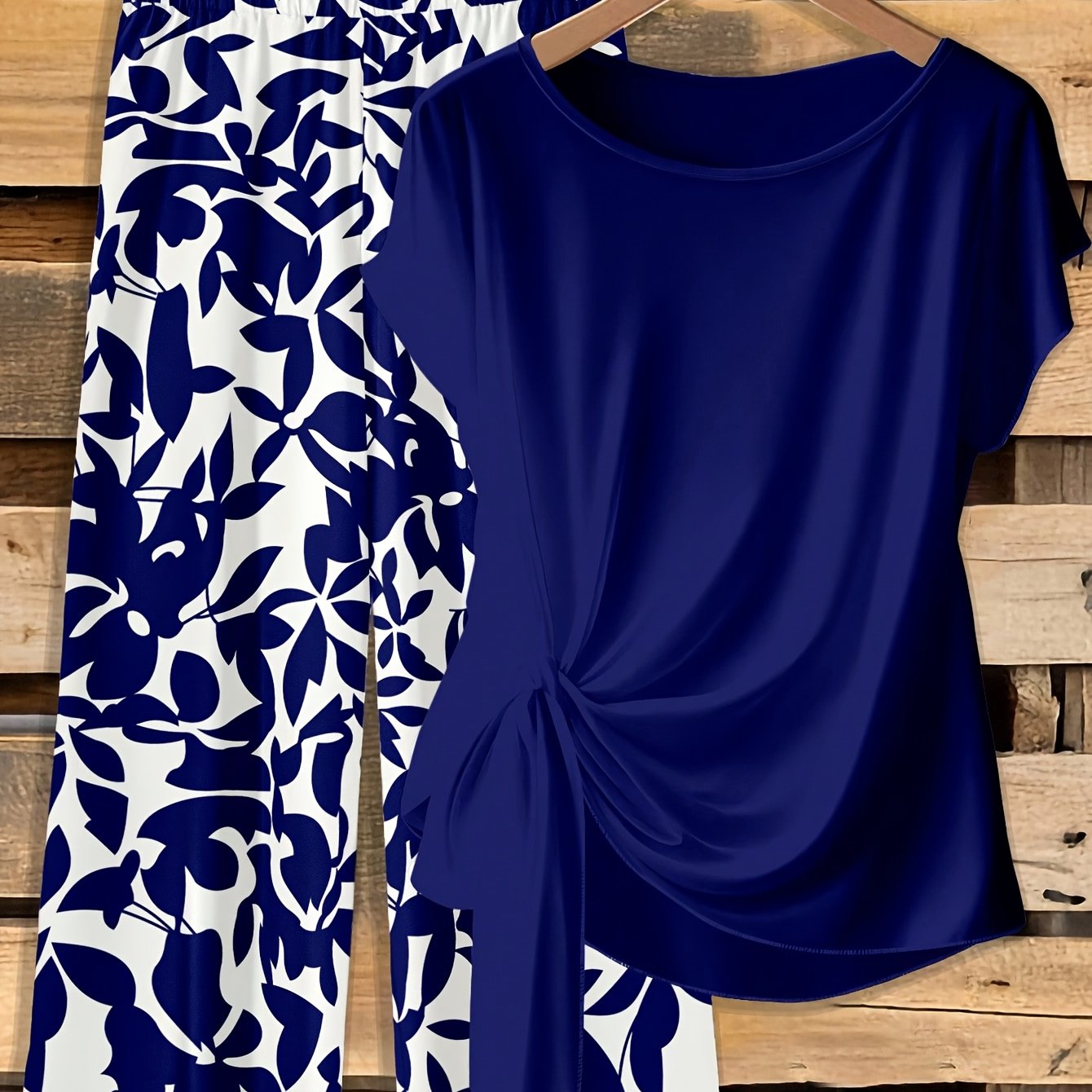 TEMU Women's Fashion Casual Leaf Print Popular Pants Set