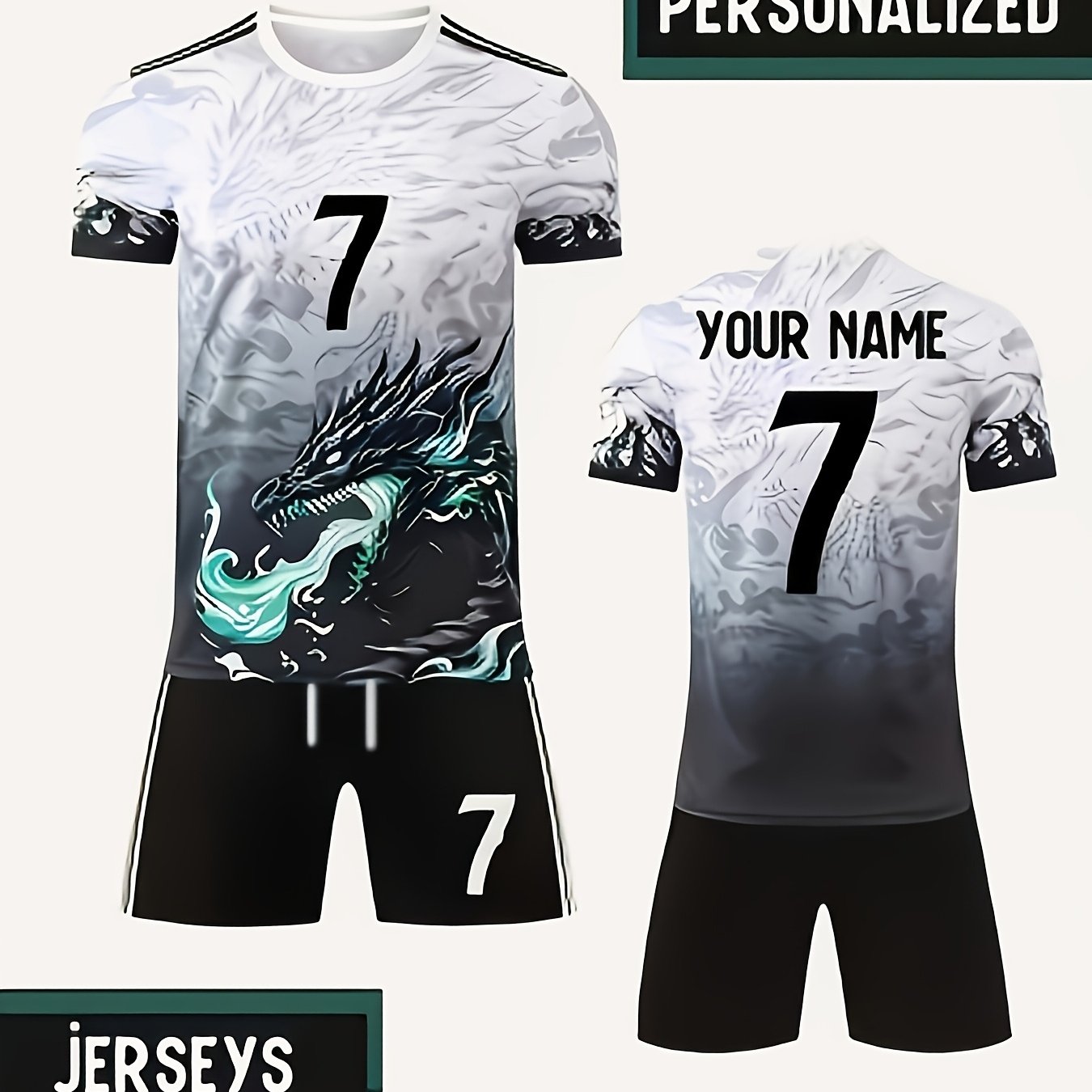 TEMU Personalized Football Sportswear Custom Name/number/team Uniform Boys Version Dragon Pattern Special Edition Youth Football Equipment Adult Set