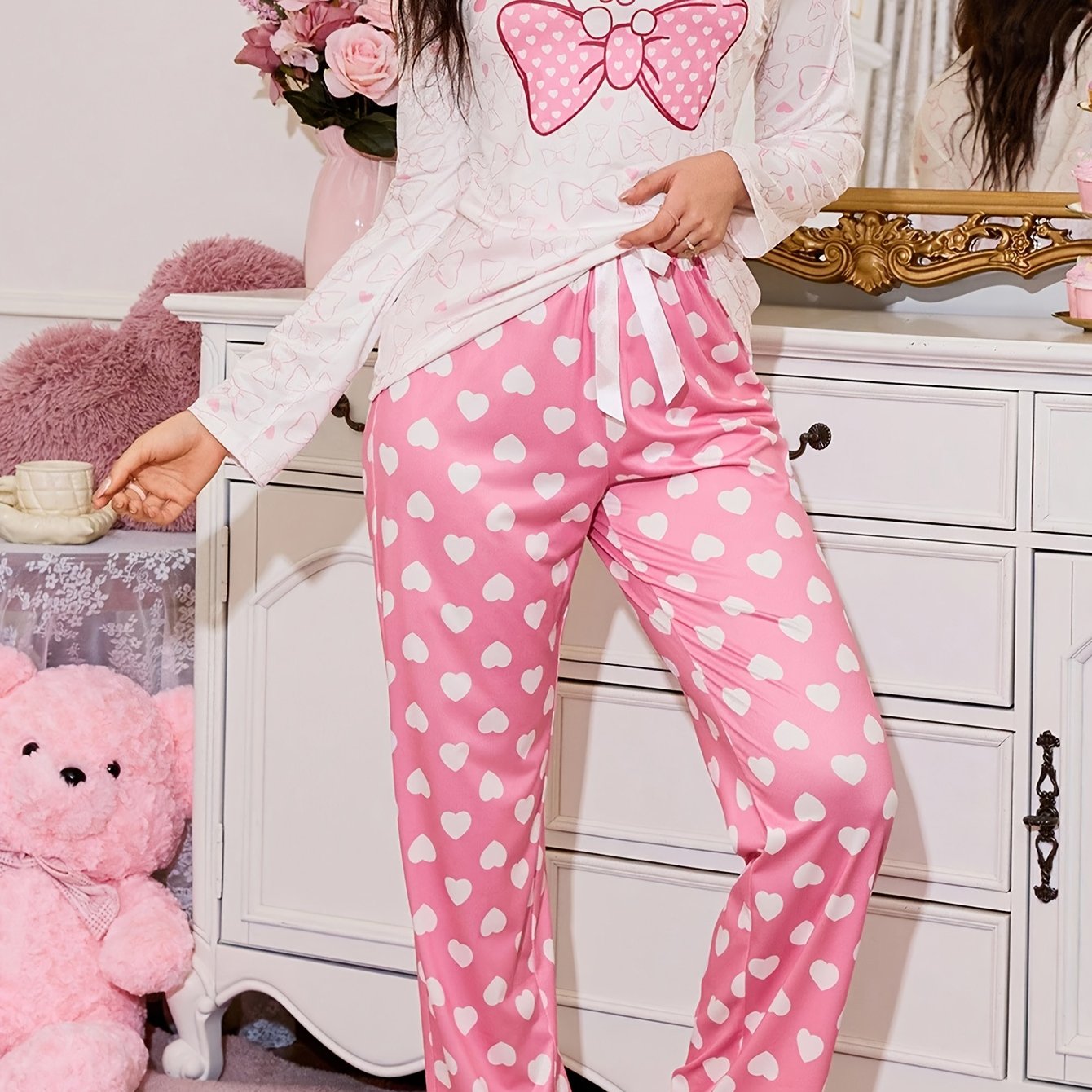 TEMU Cute Printed Pattern Women's Long Pajama Set