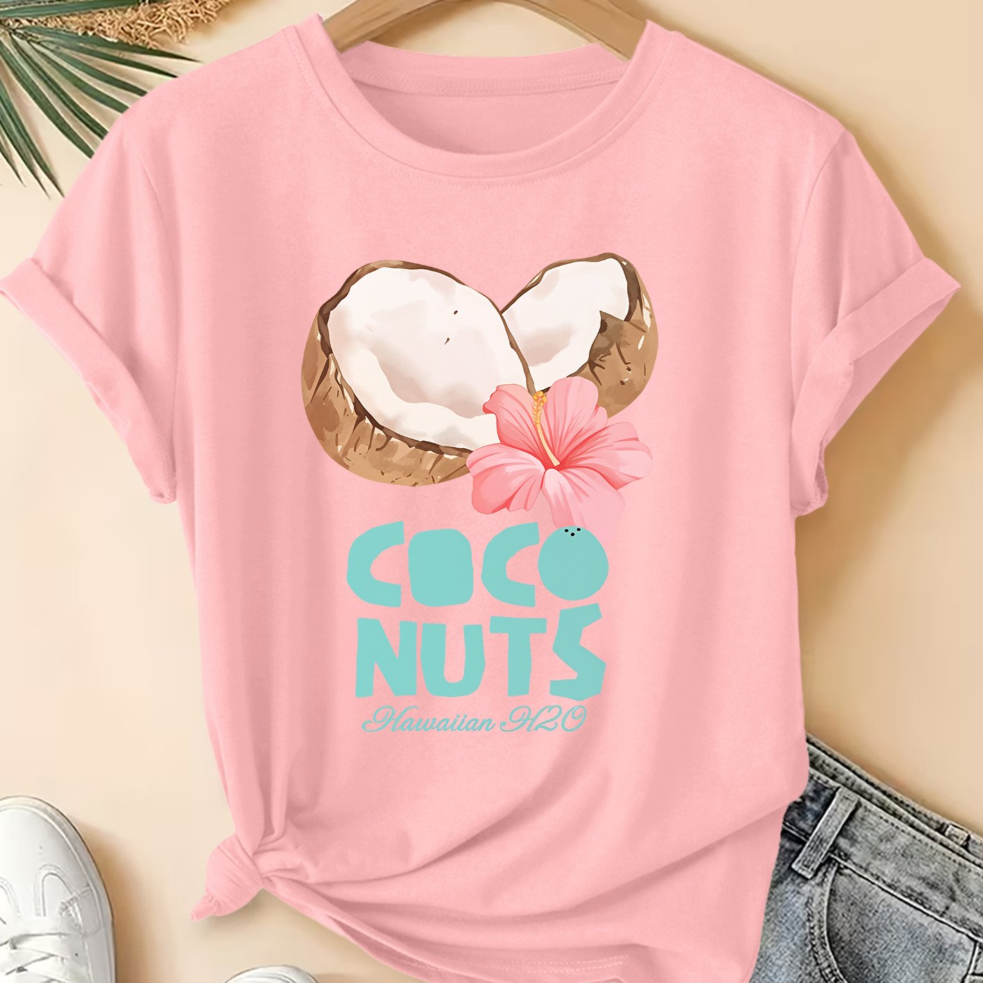 TEMU Women's Summer Clothing Print Crew Neck Short Sleeve T-shirt Island Fashion Commuting Vacation Daily Versatile Plus Size Friendly Women's