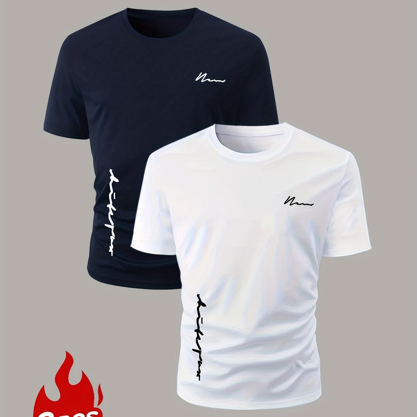 TEMU OBM Starry Heren Korte Mouw T-Shirt 2 stuks – Ademend, Veelzijdig Essentieel voor Dag