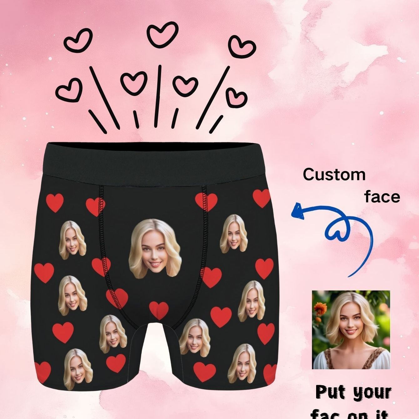 TEMU [customization] Custom Photo Men's Boxer Briefs - Personalized Fun Patterns, High Elasticity, Gift For Boyfriend Or Husband