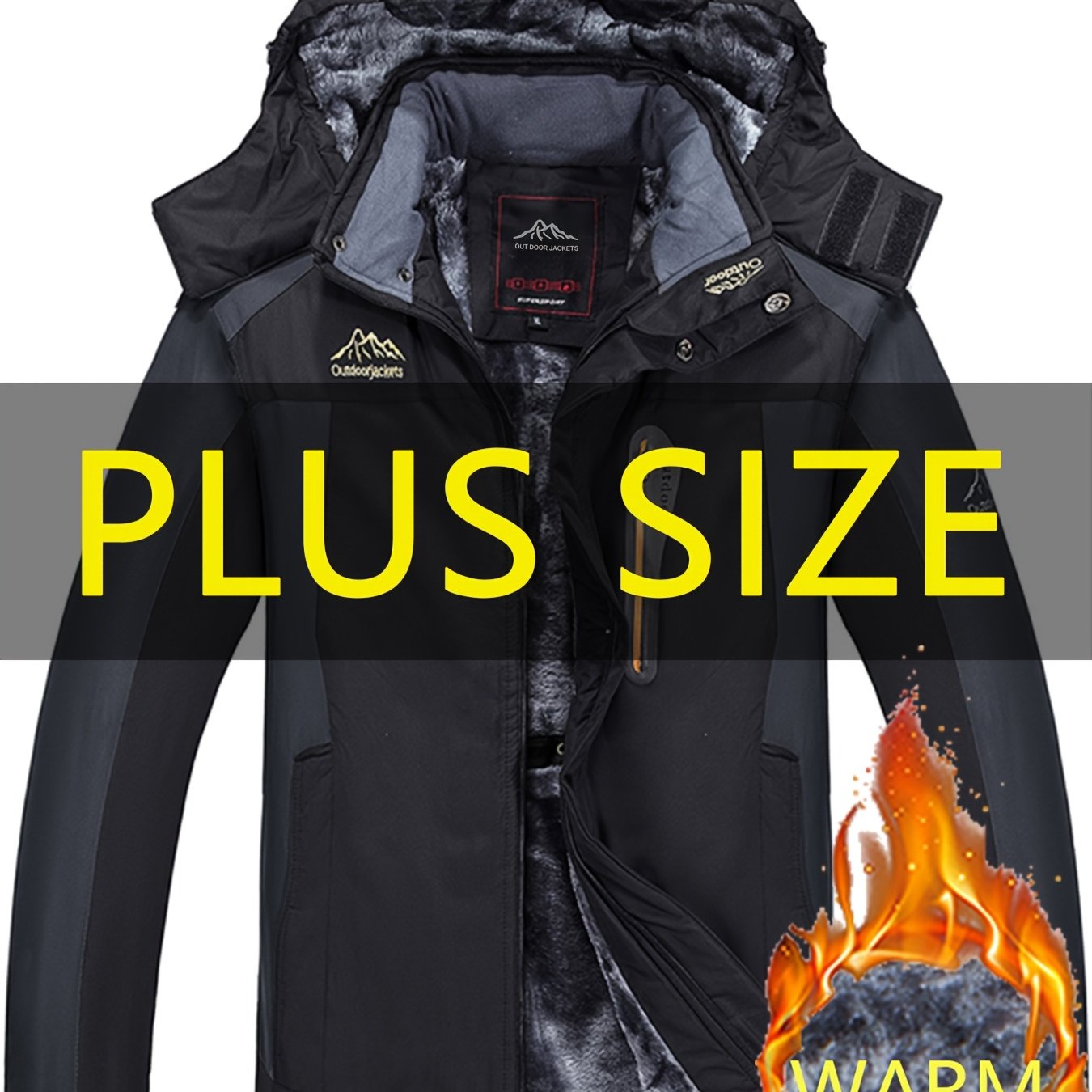 TEMU Men's New Plus-size Winter -lined Hooded Padded Coat, Spring/autumn Stylish And Warm Padded Coat, Versatile Casual High-end Niche Trendy Outdoor
