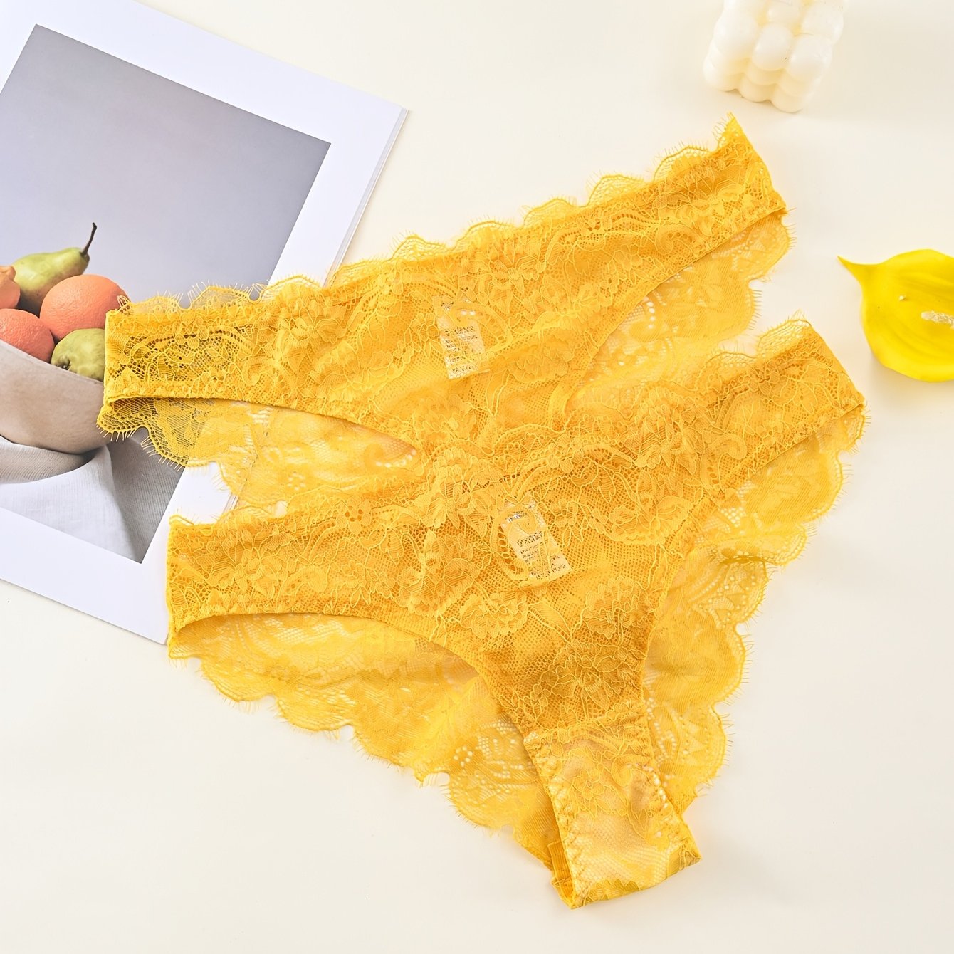 Image of Set Of 2 Women's Panties: Lace Triangle Briefs That Are Sexy, Hollow, Breathable, Lightweight, And Comfortable