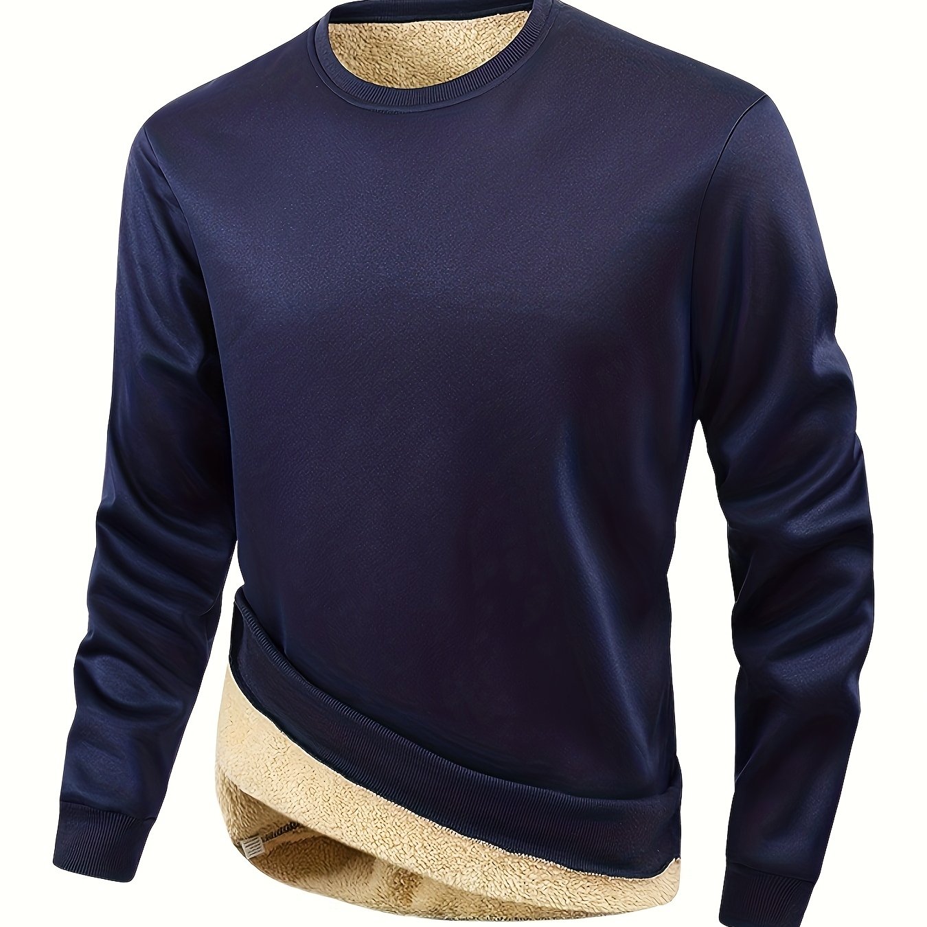 TEMU Men's Warm Sweater, Loose Long-sleeve Hoodie With Ribbed Cuffs And Hem, Thick Winter Casual Warm Clothing, Sweatshirt, Solid, Daily, Regular,