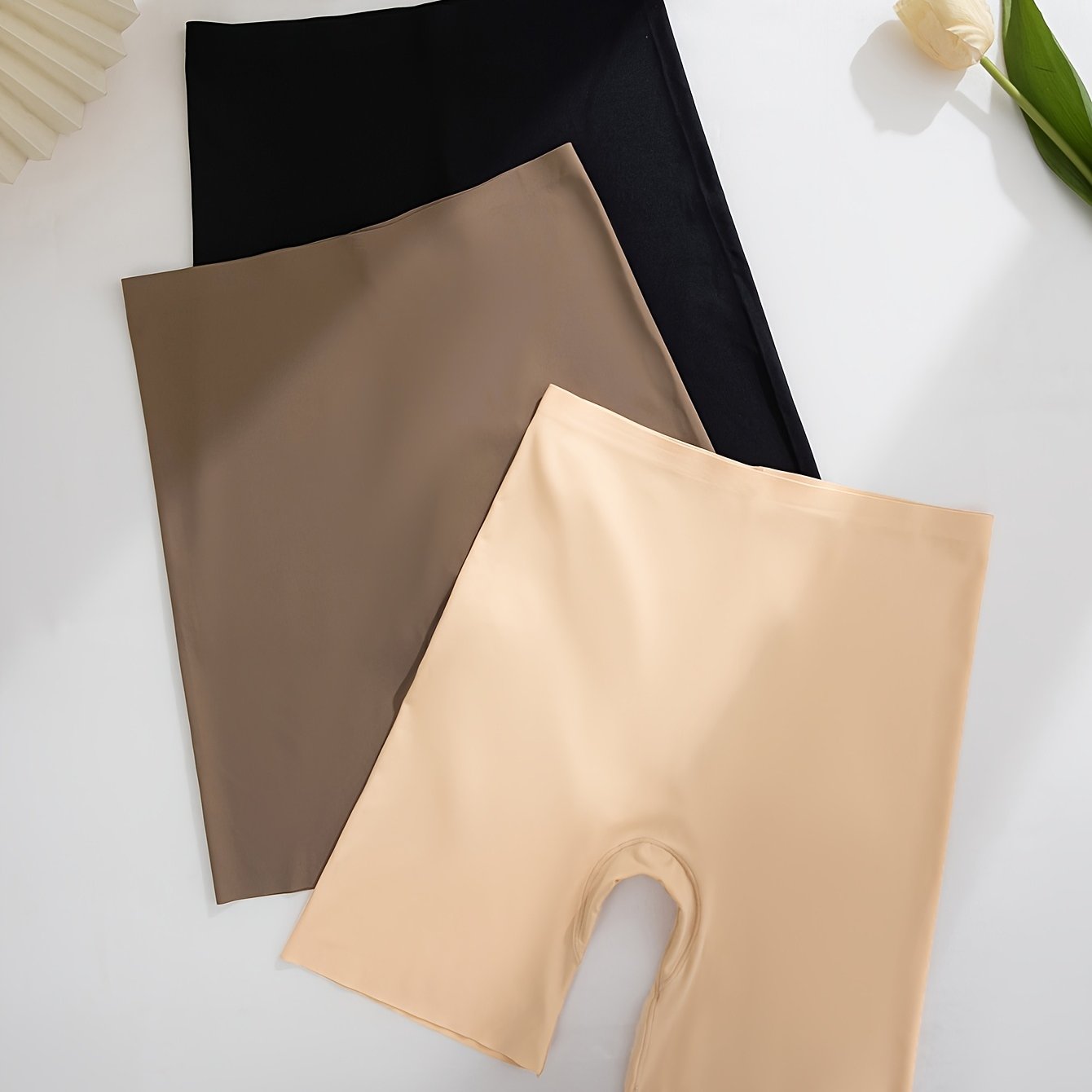 TEMU 3-pack Seamless High-waisted Panties Fiber Fabric Shapewear Tummy Control Lifter Underwear For Women